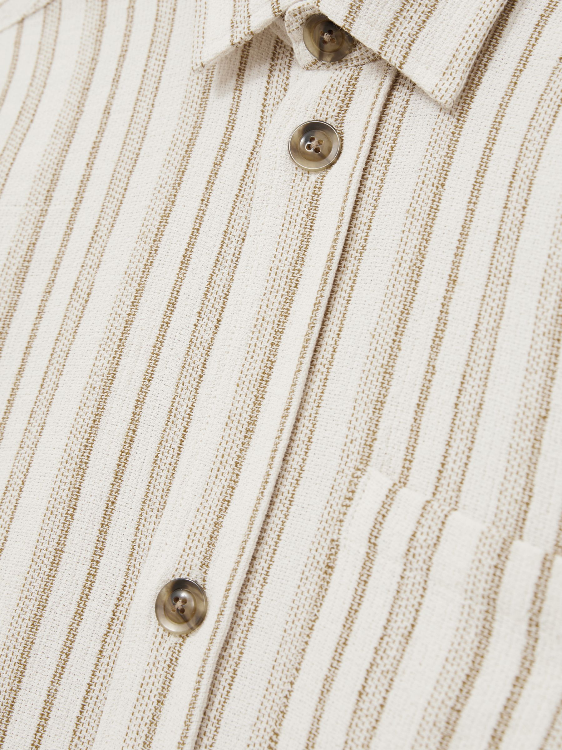 Les Deux Cotton-Blend Stripe Overshirt in Ivory