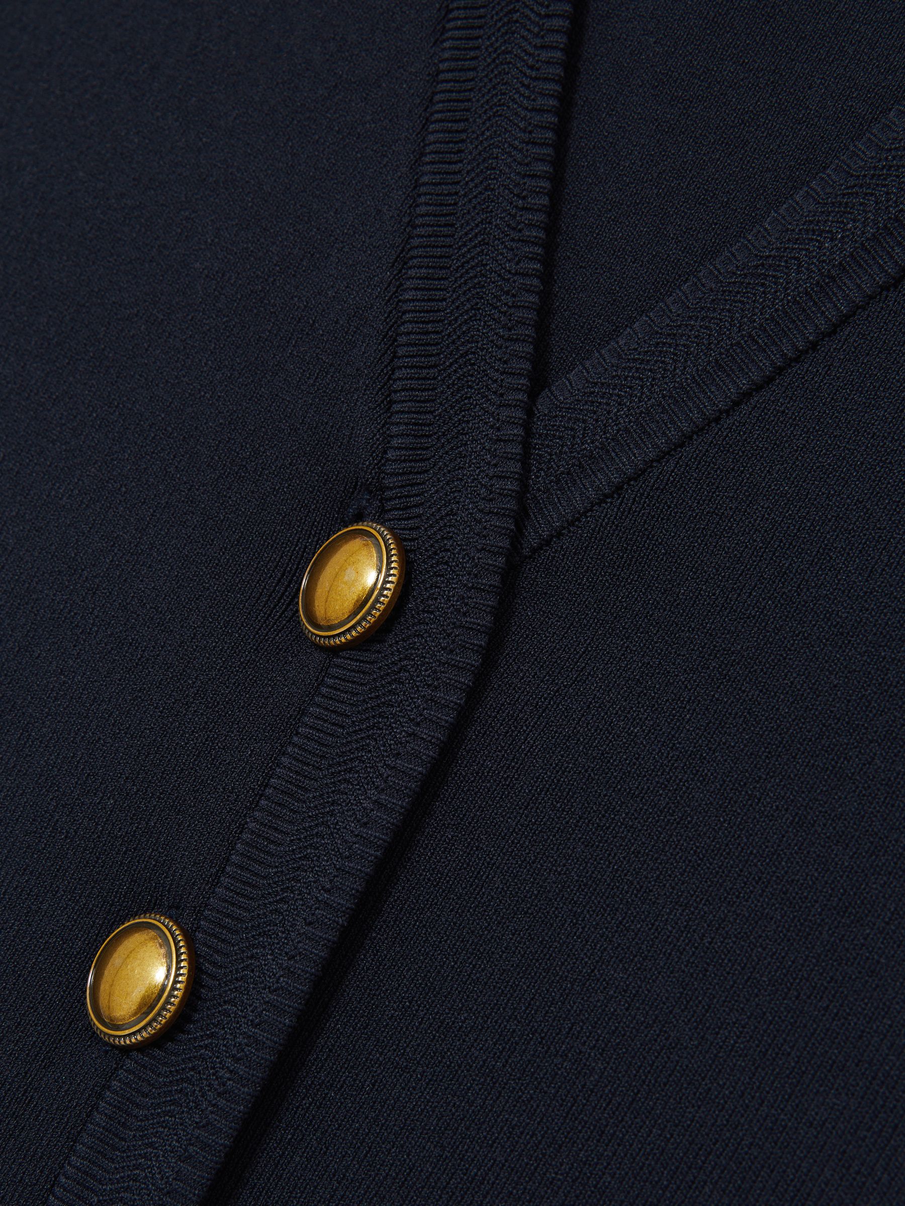 Knitted Button Through Vest in Navy