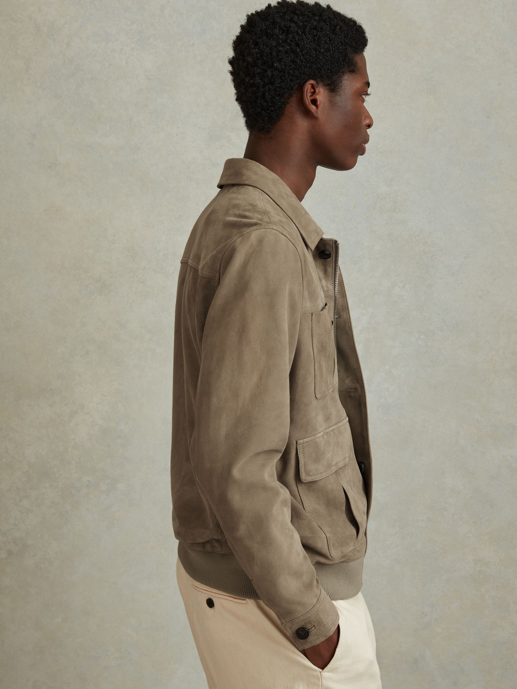 Suede Chest Pocket Jacket in Pistachio