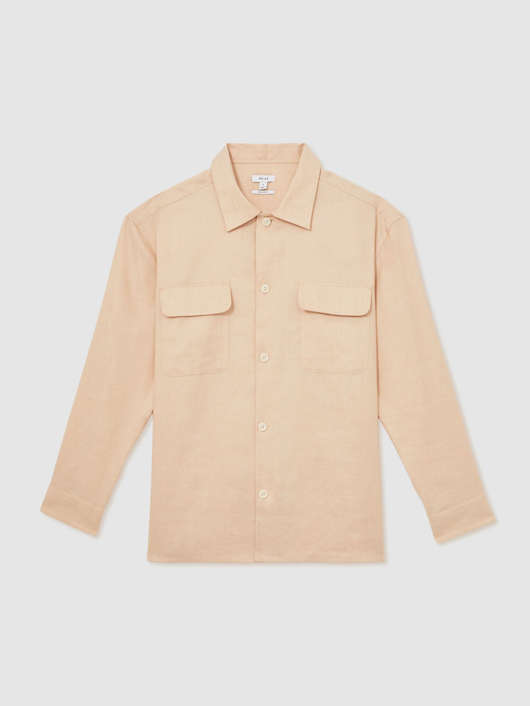 Linen Twin-Pocket Overshirt in Stone