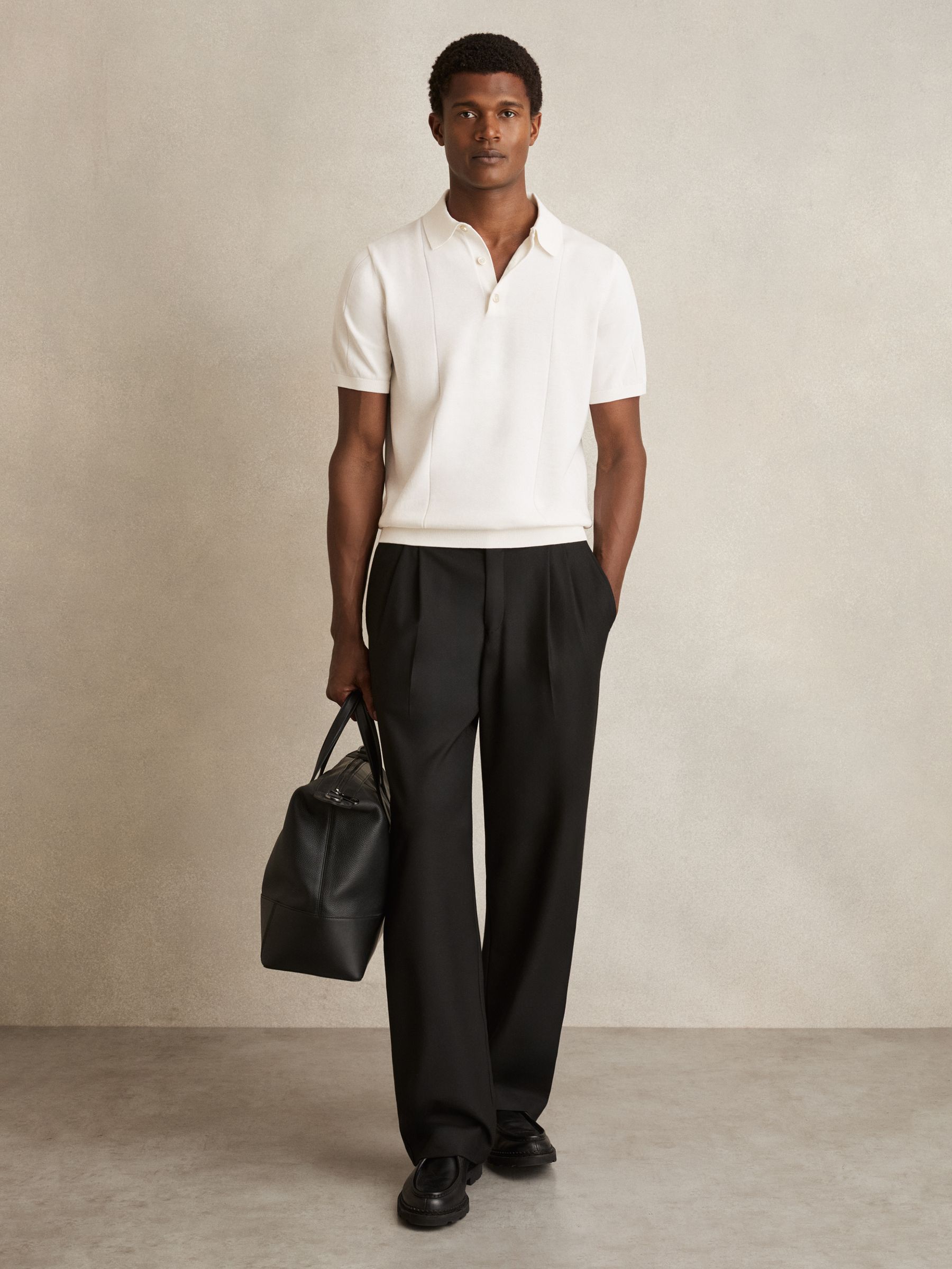 Cotton-Silk Polo Shirt in Off White