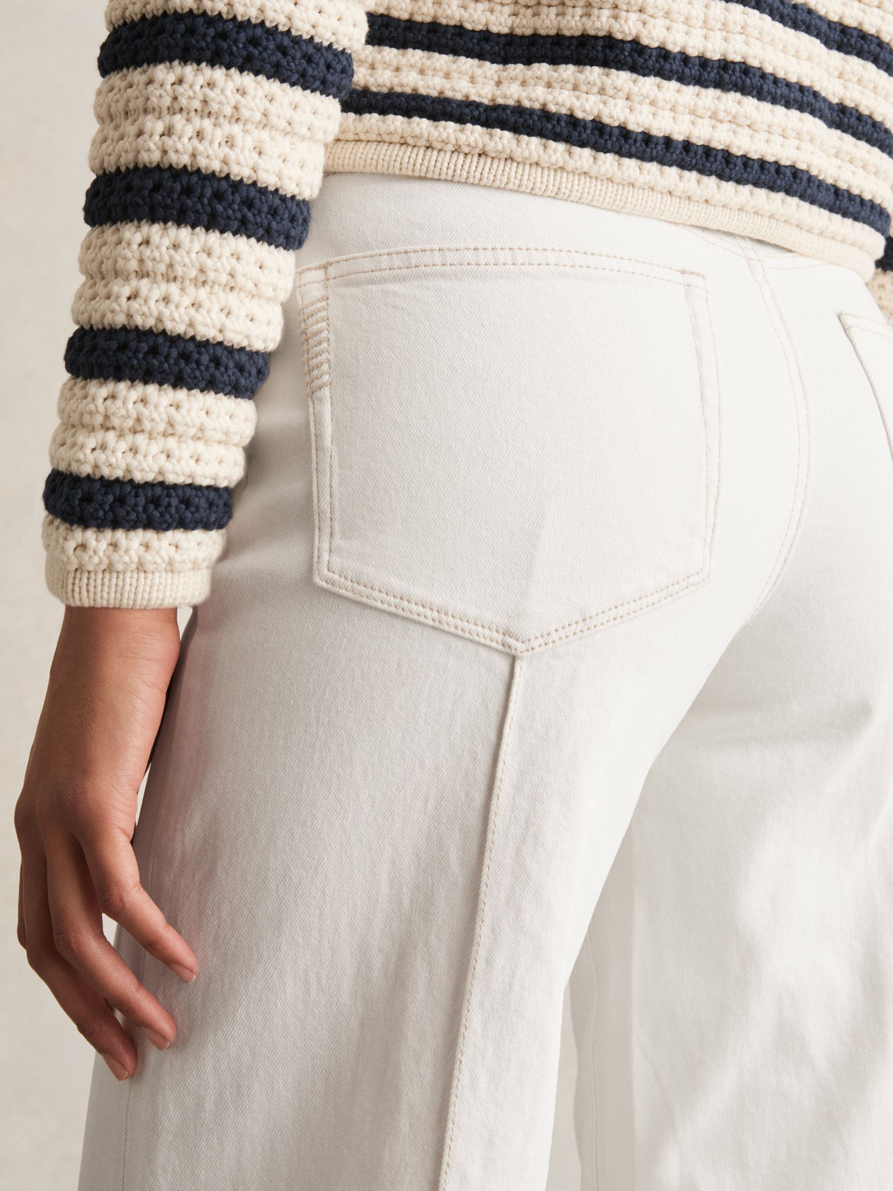 Paige Ecru Wide Leg Pintuck Jeans in Ecru