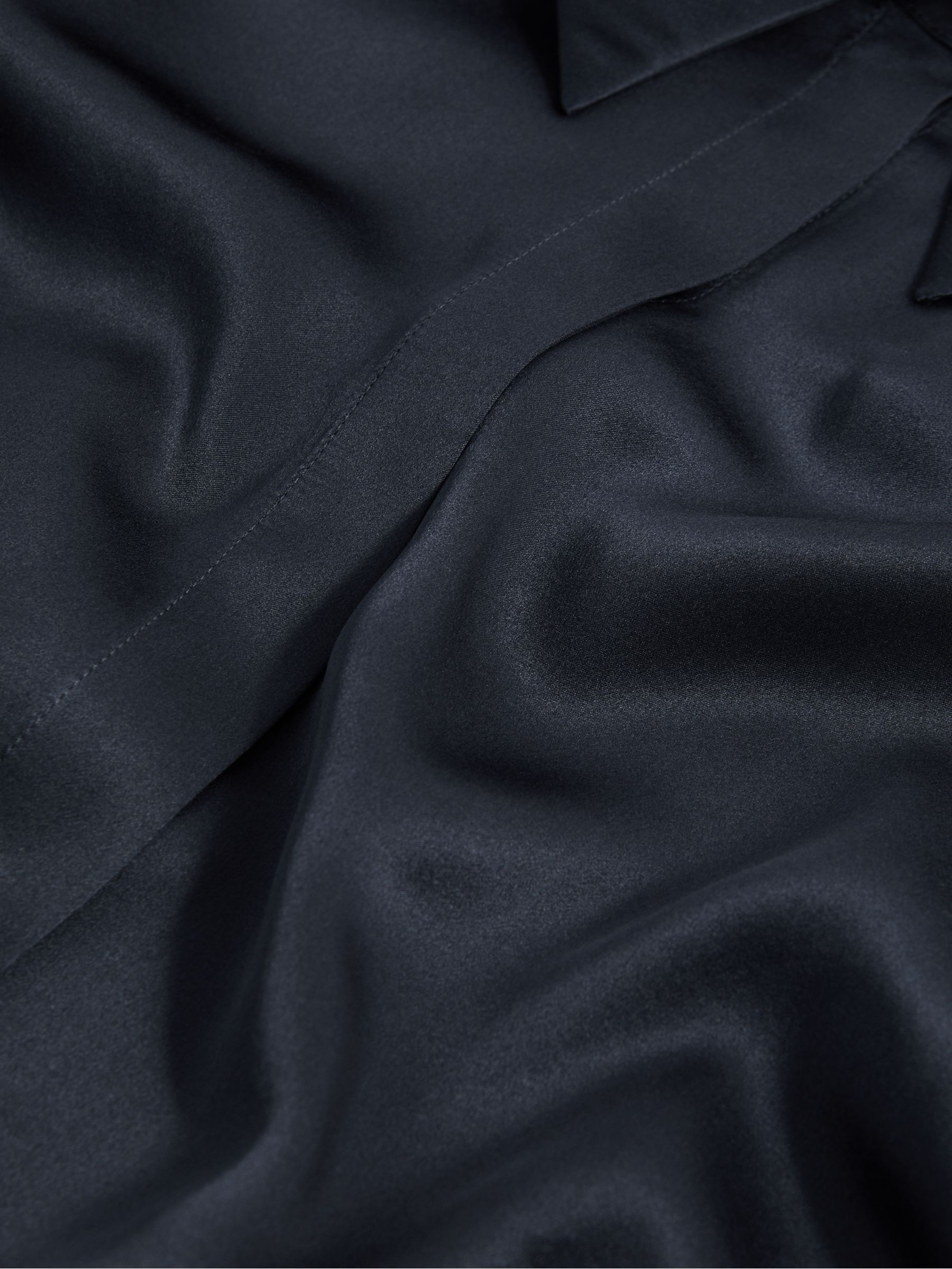 Silk Double-Cuff Button-Through Shirt in Navy