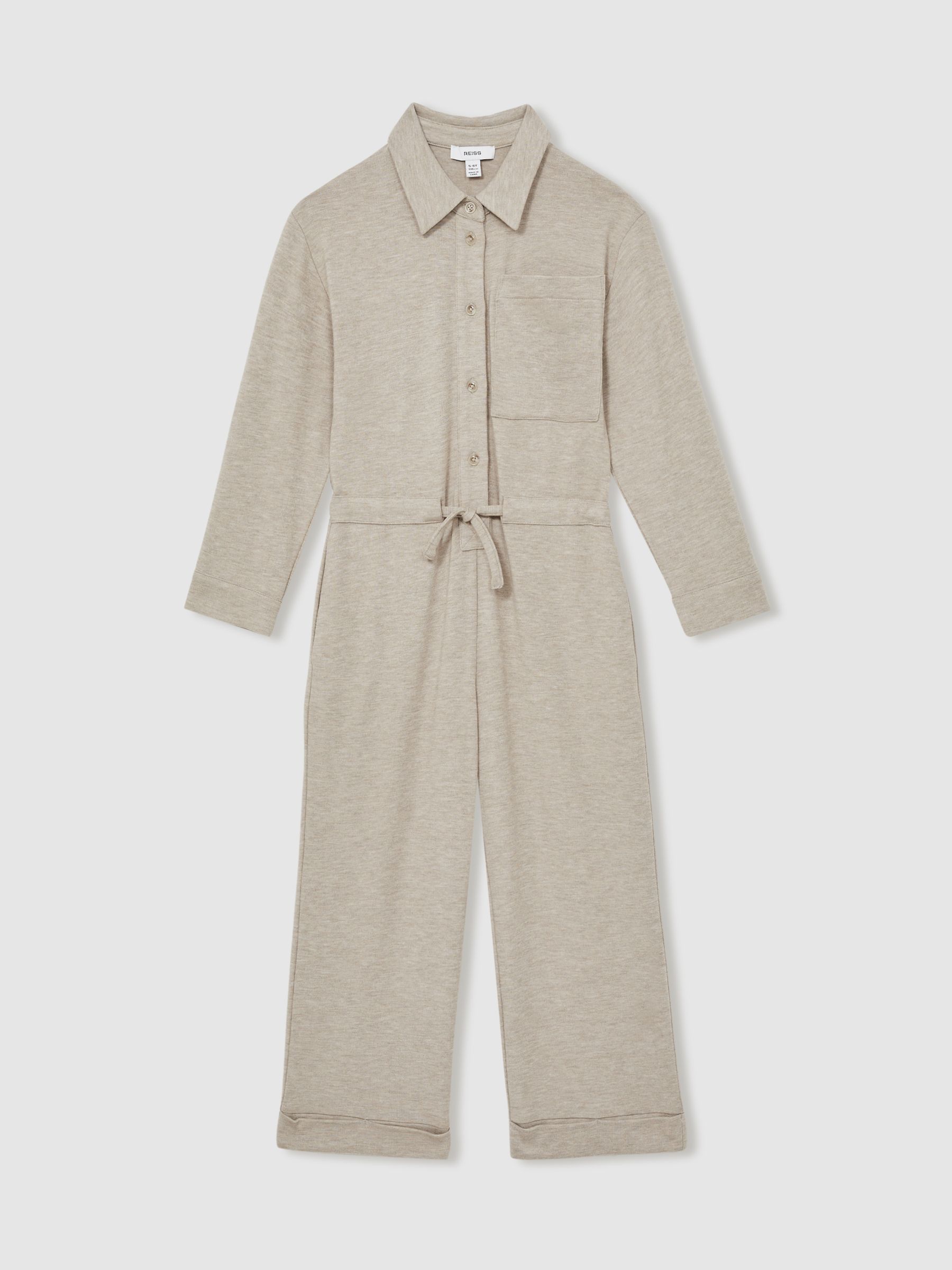 4-9 yrs Jersey Mélange Drawstring Boilersuit in Oatmeal
