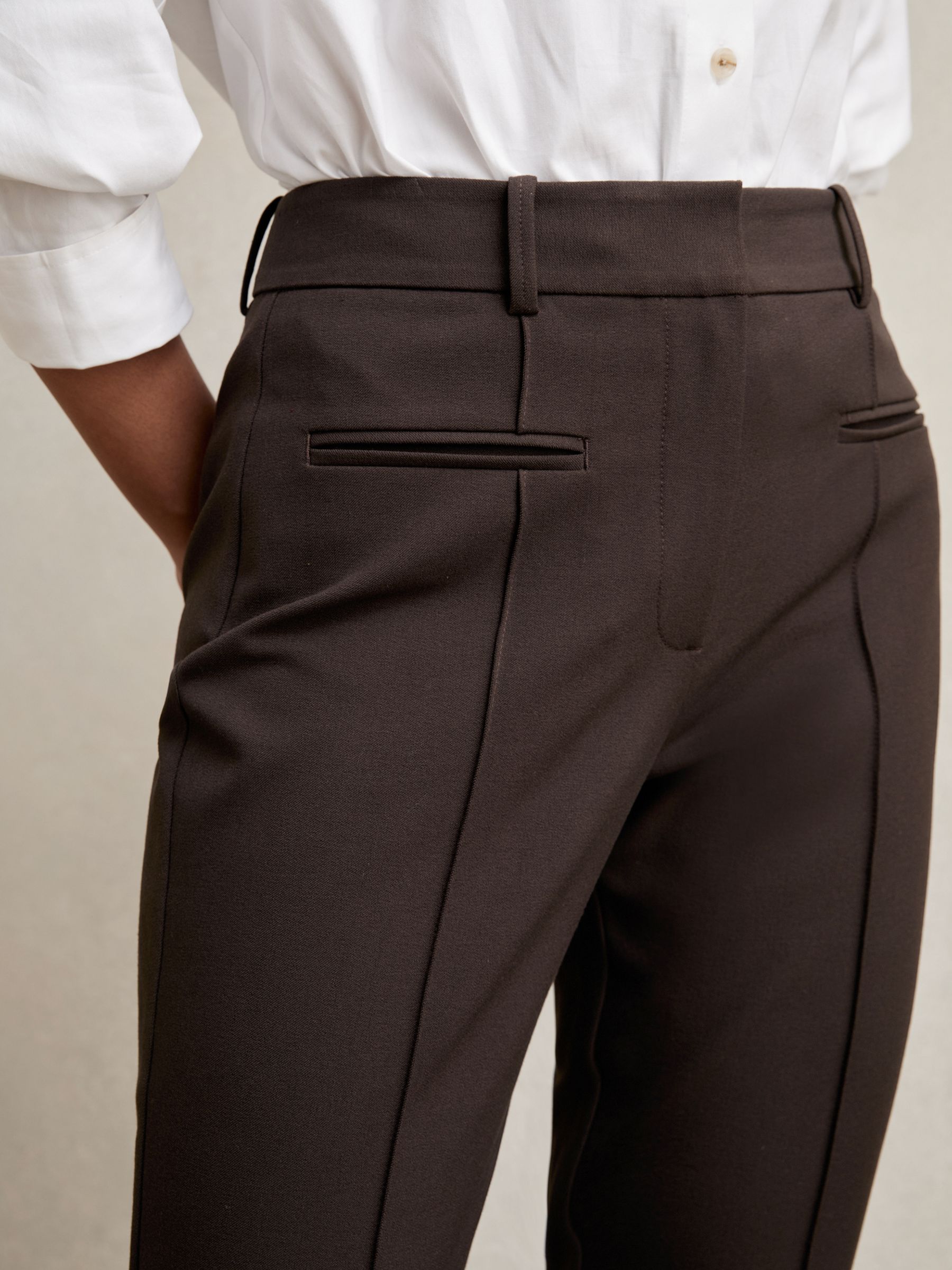 Pintuck Tapered Trousers in Chocolate Brown