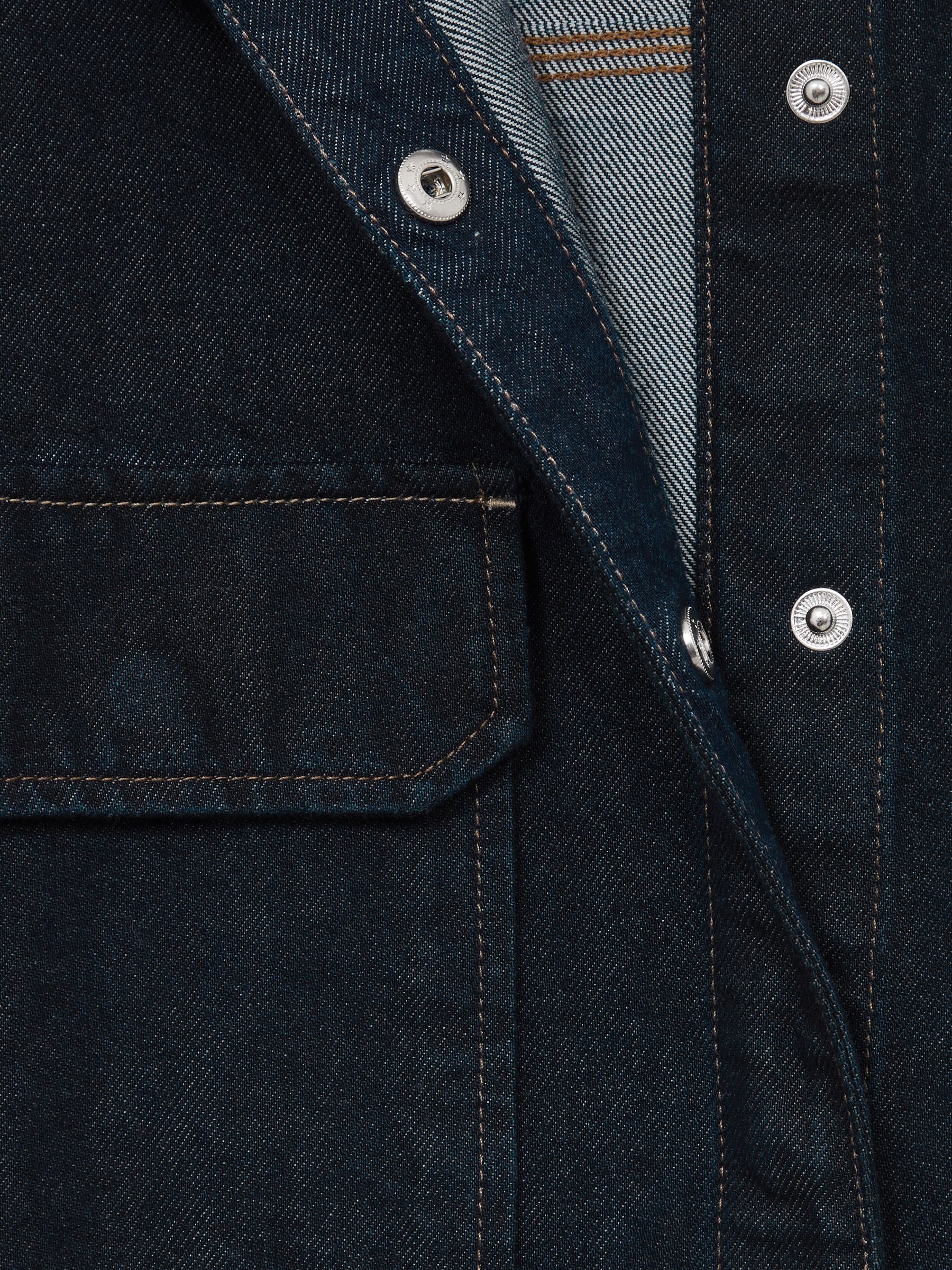 Good American Oversized Denim Shirt in Dark Indigo