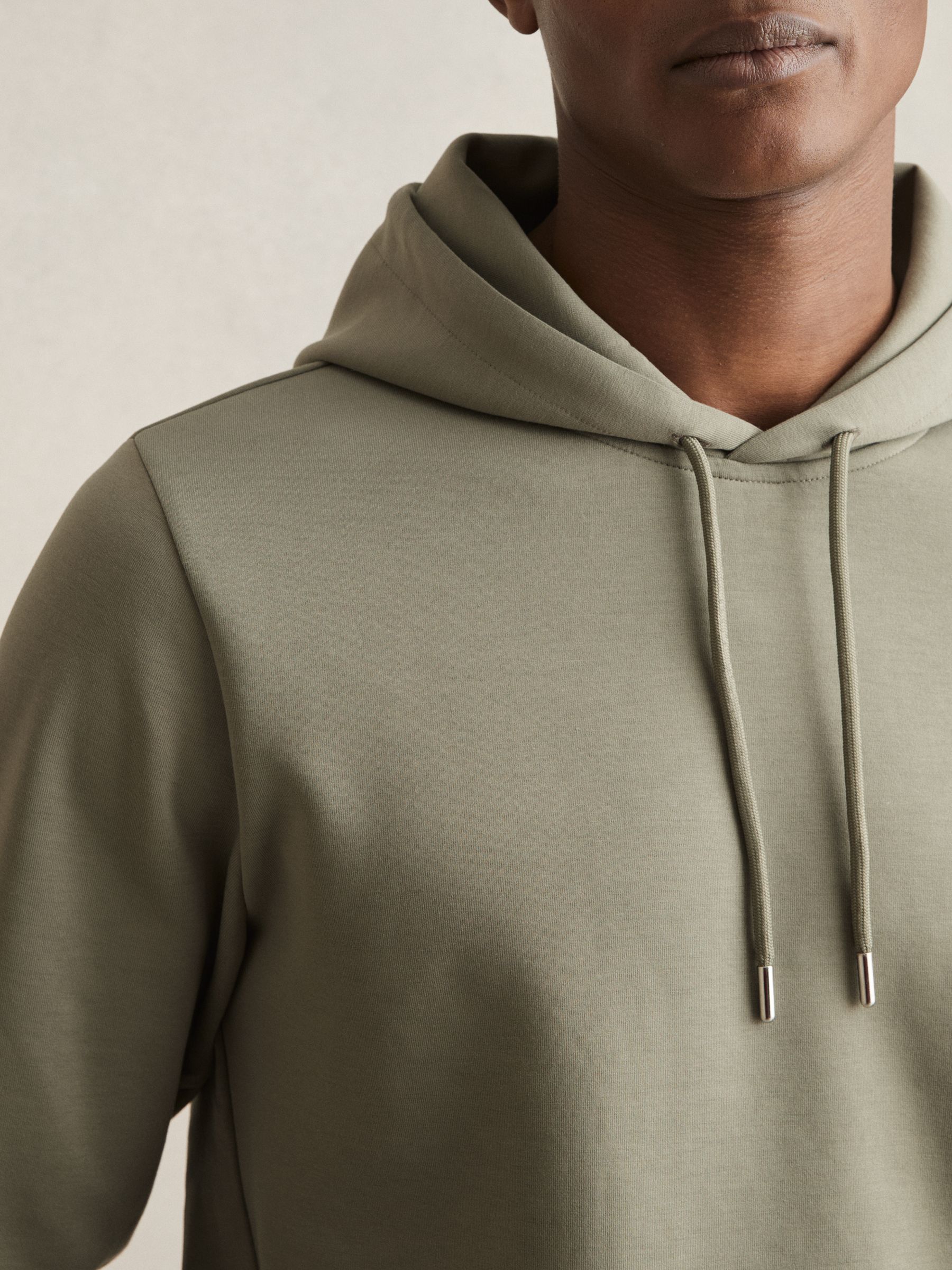 Interlock Jersey Drawstring Hoodie in Sage