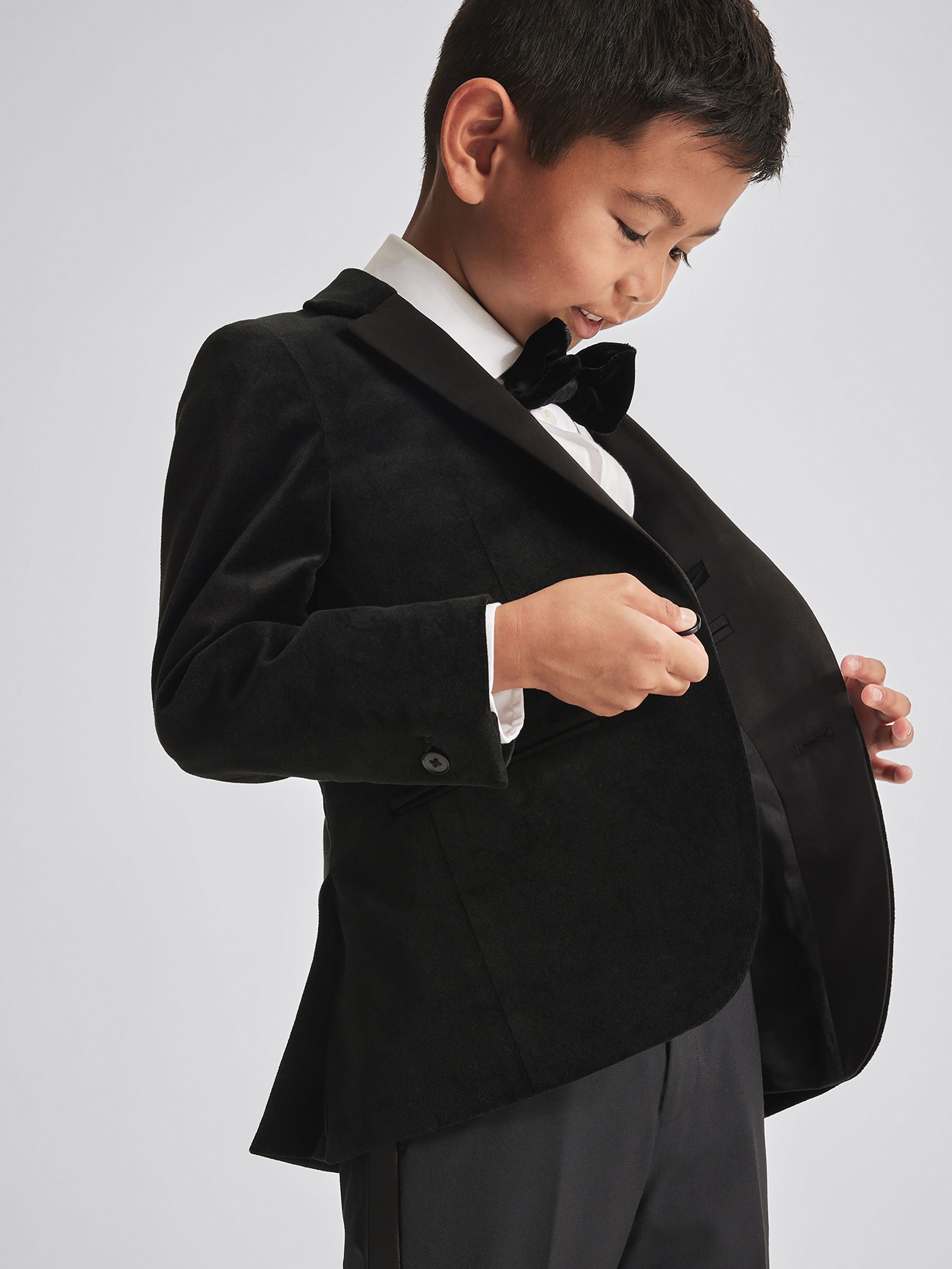 4-9 yrs Single Breasted Velvet Blazer in Black