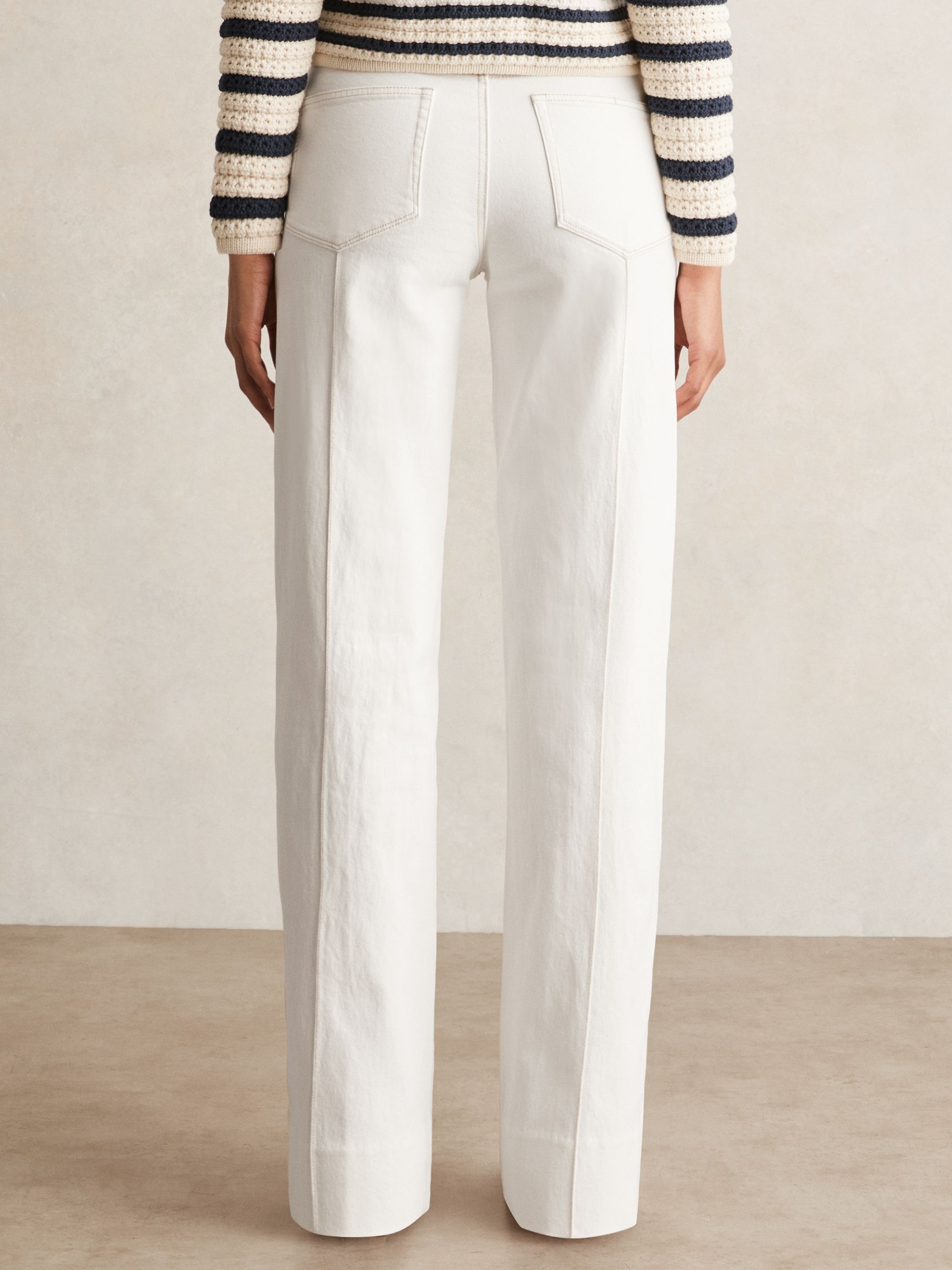 Paige Ecru Wide Leg Pintuck Jeans in Ecru