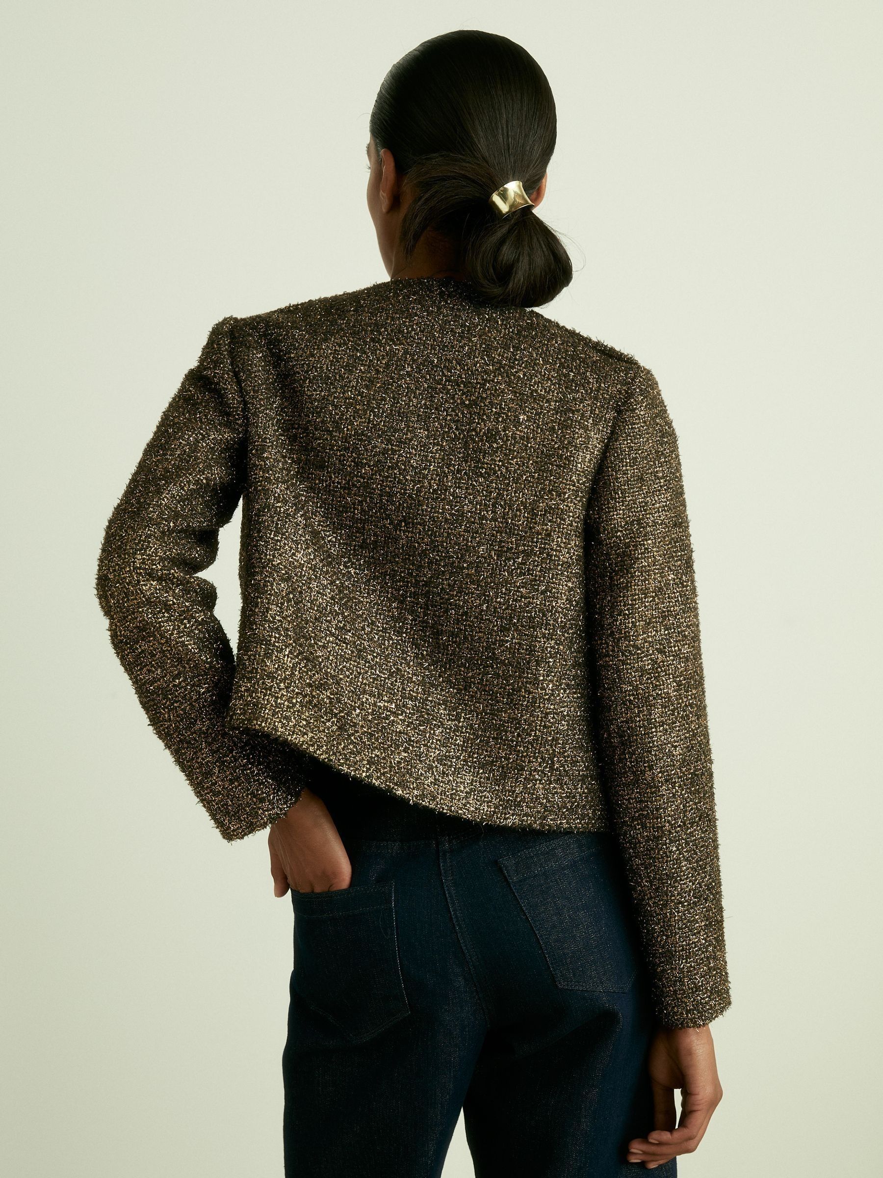 Lamé-Tweed Jacket in Gold
