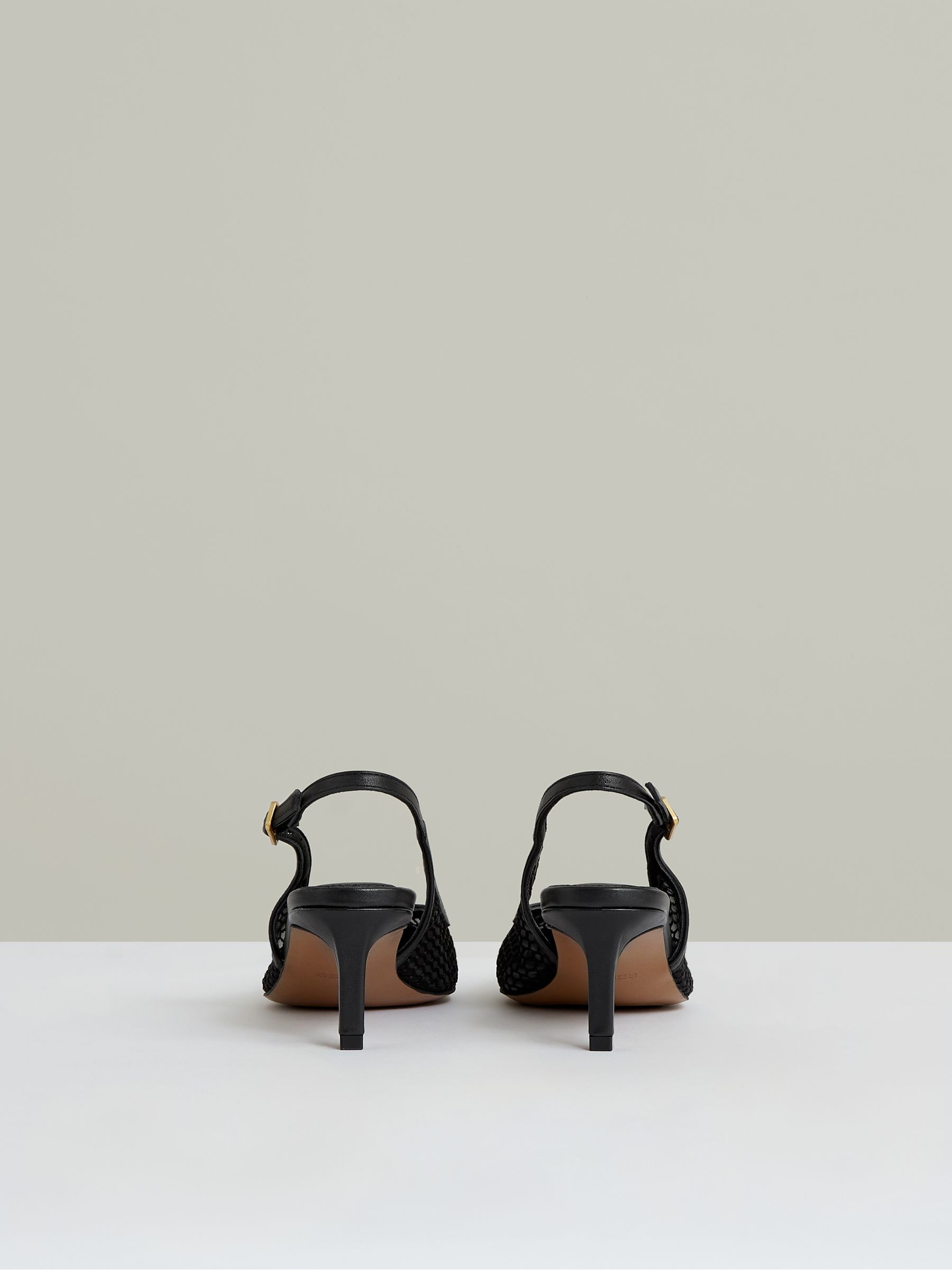 Mesh Slingback Heels in Black