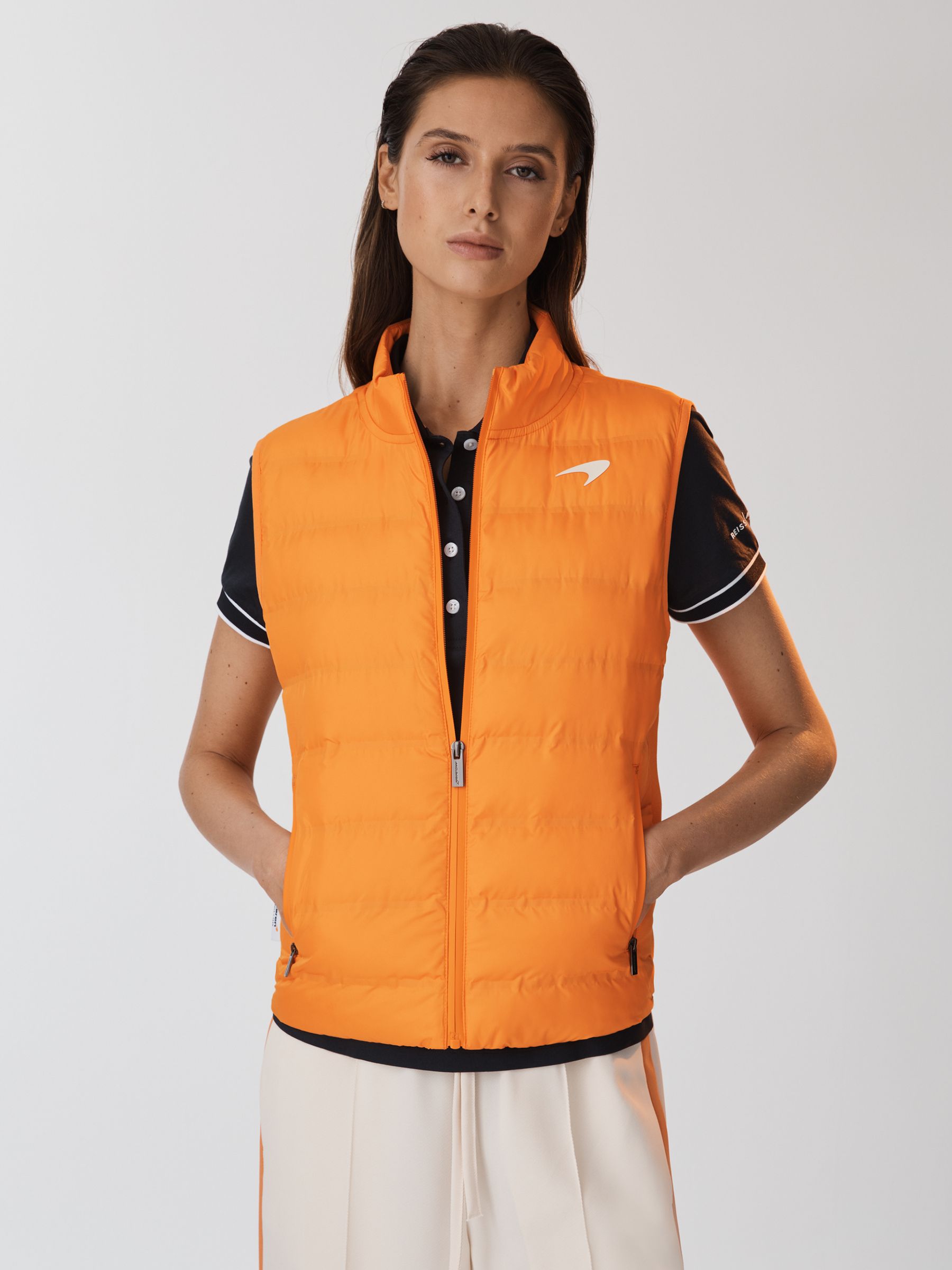 McLaren F1 Hybrid Quilt and Knit Gilet in Papaya