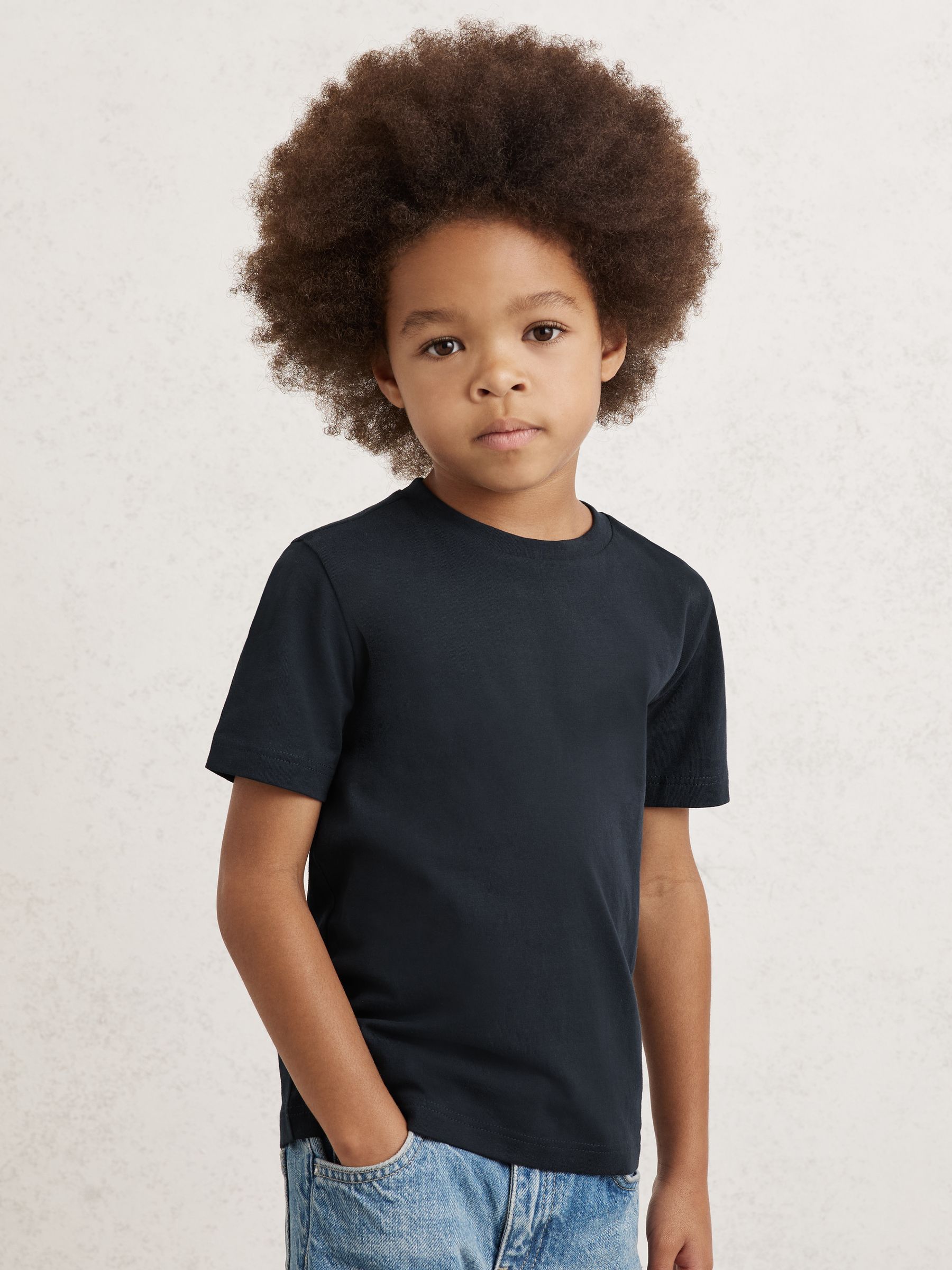 13-14 yrs Cotton Crew Neck T-Shirt in Navy