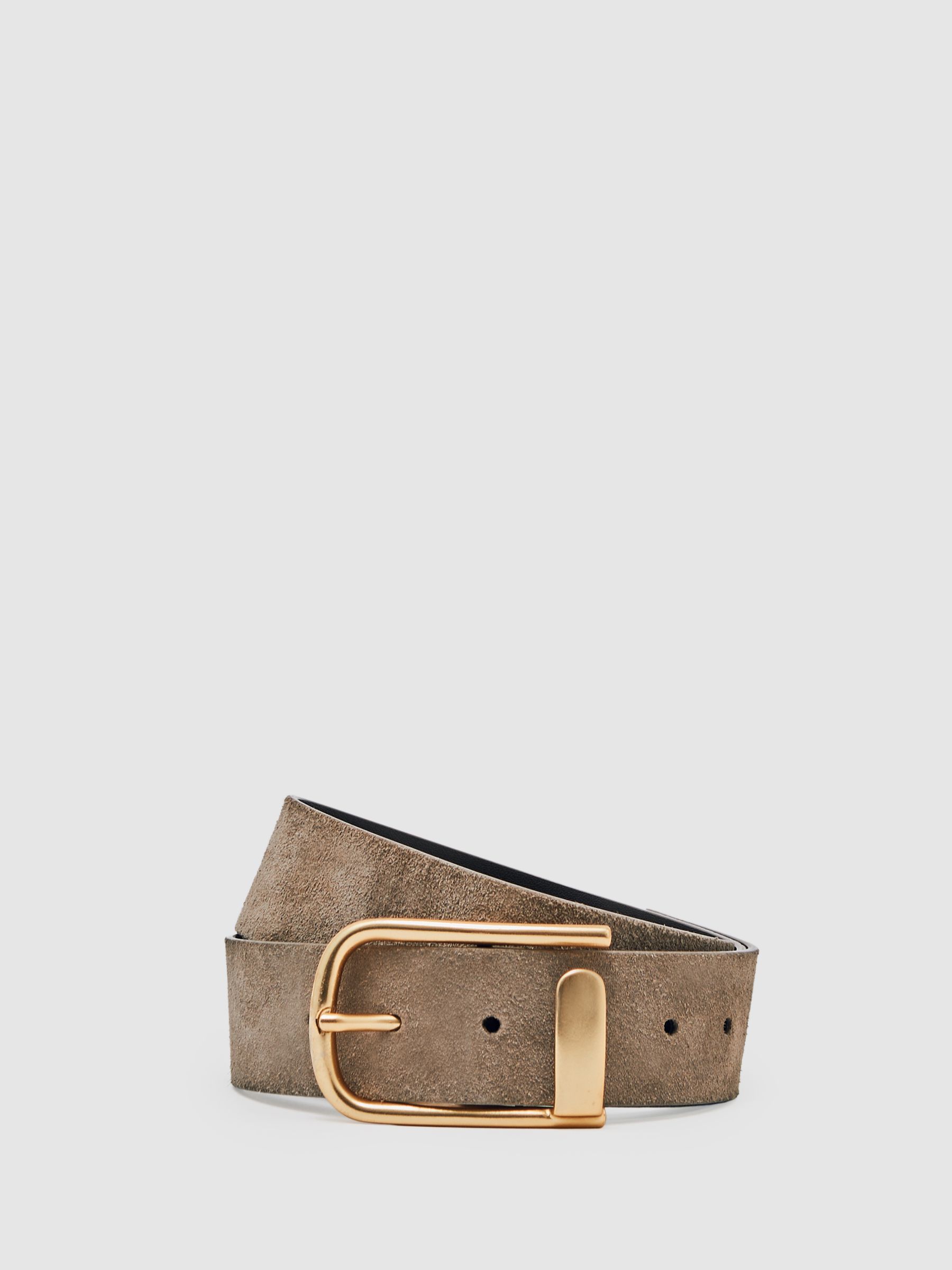 Suede Half Keeper Belt in Grey