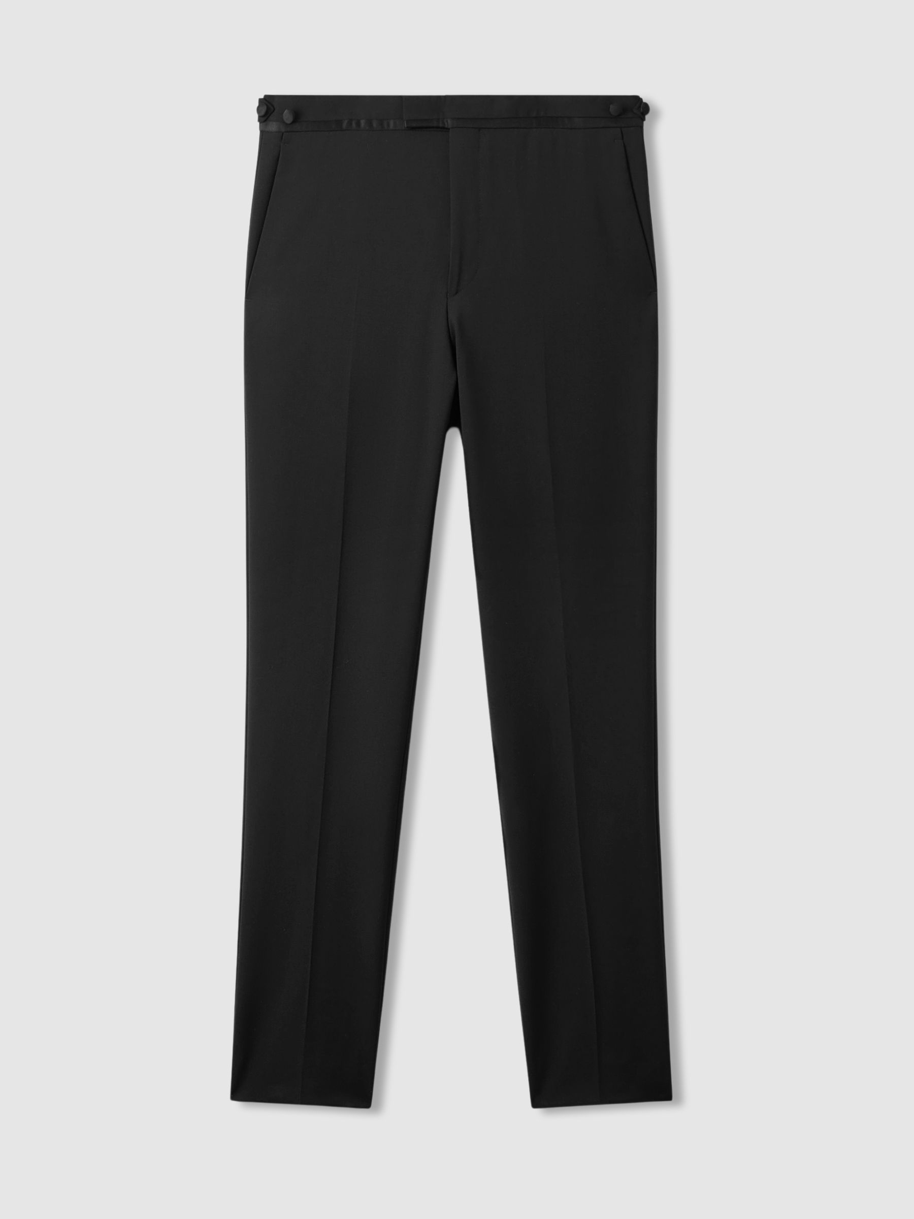 Tailored Fit Wool Blend Tuxedo Trouser in Black