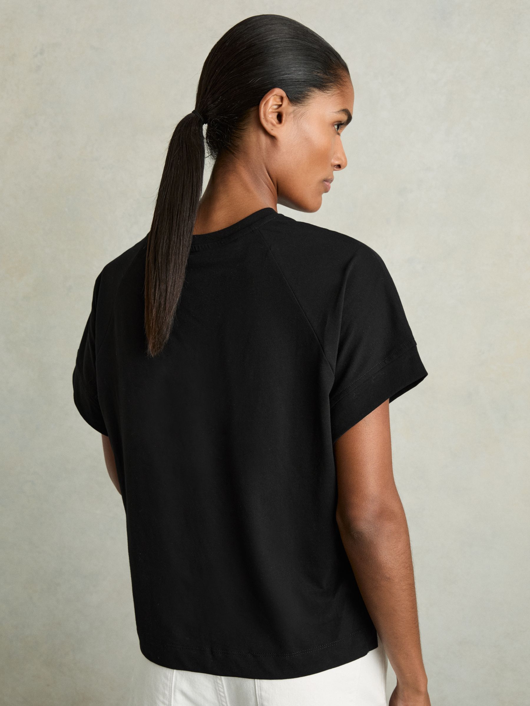 Cotton Crew Neck T-Shirt in Black