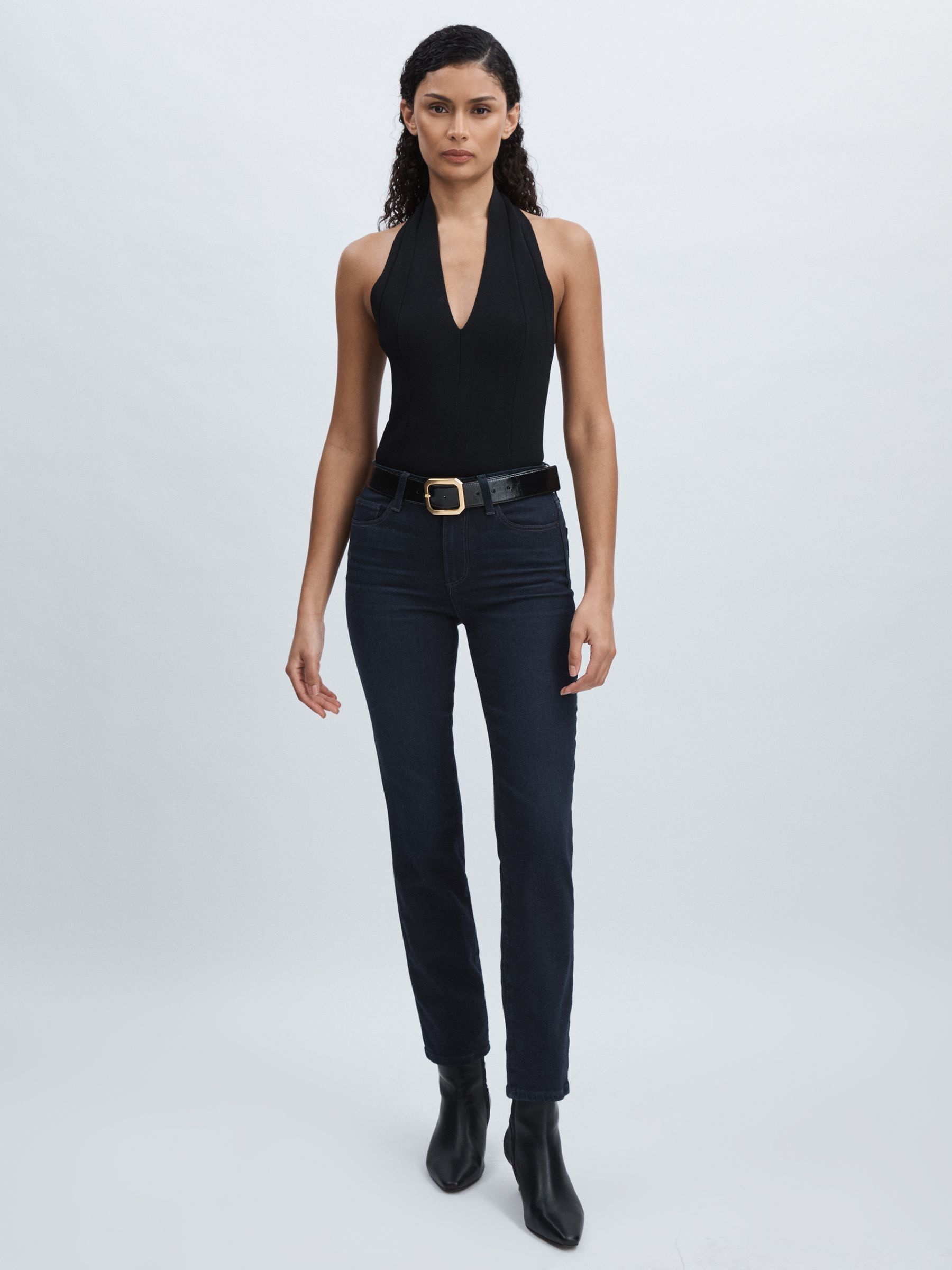 Paige High Rise Straight Leg Jeans in Duchess Blue