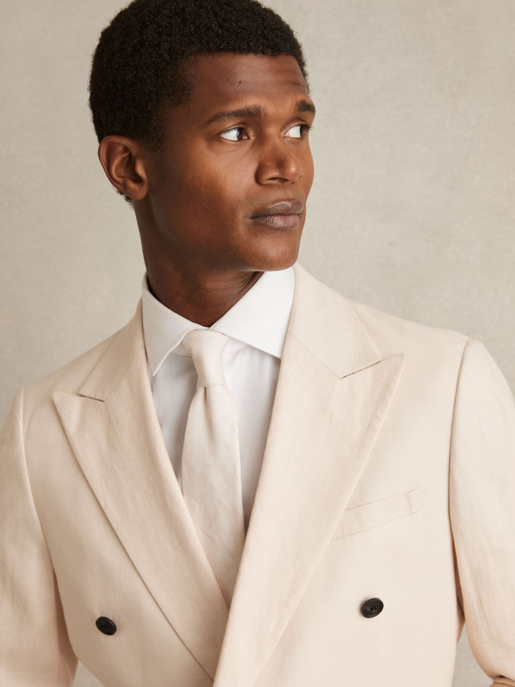 Linen Textured Tie in Ecru