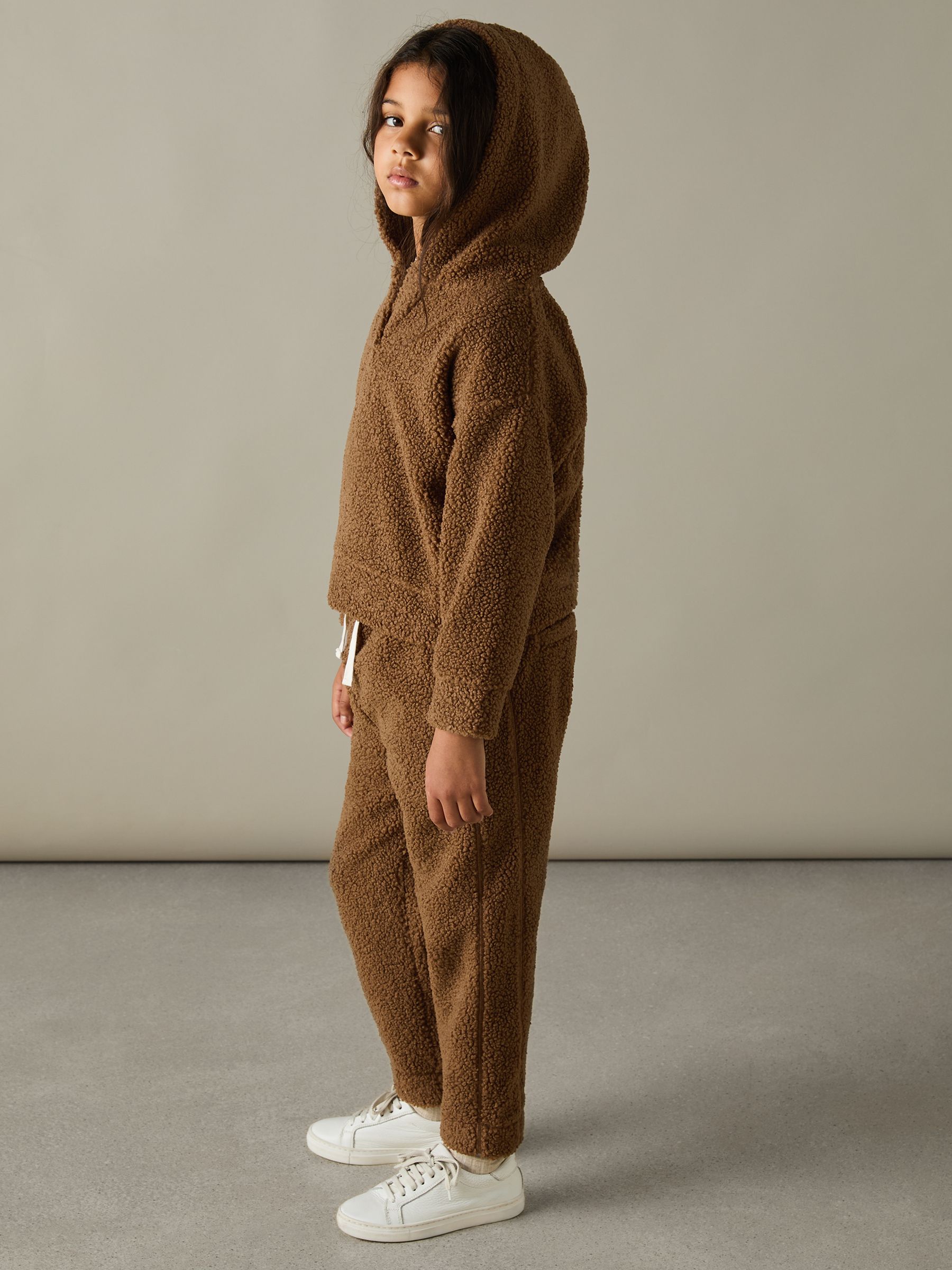 9-13 yrs Borg Hoodie And Joggers Set in Brown