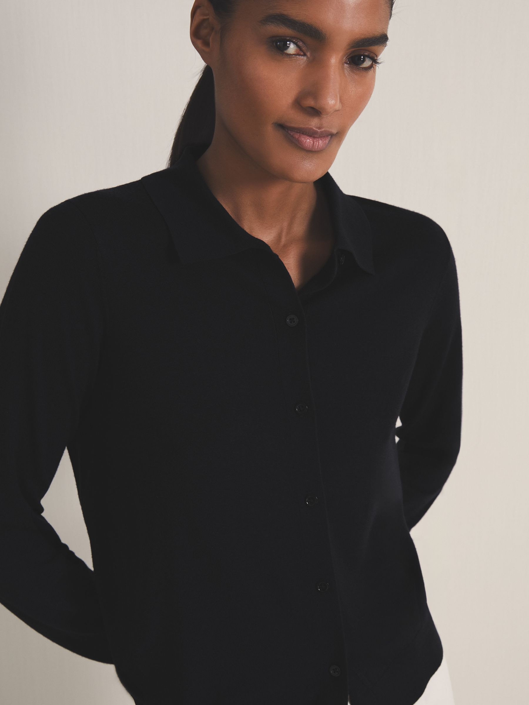 Reiss | Les 100 Ciels Wool Cardigan in Navy