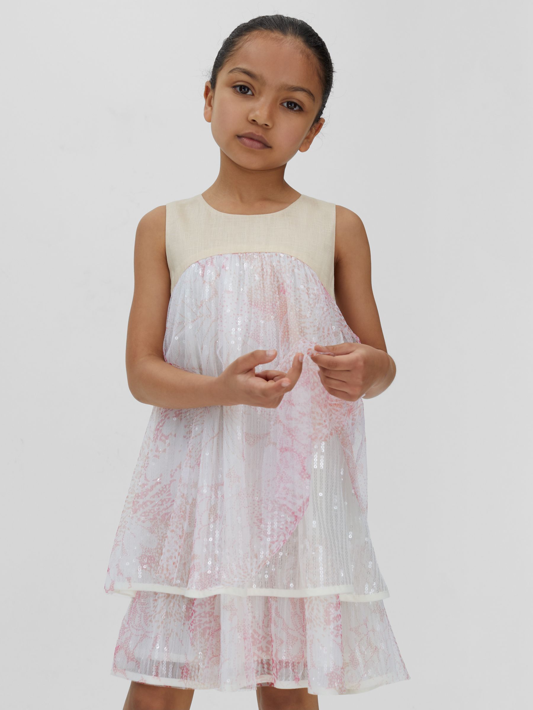 Tiered Sequin Dress in Pink