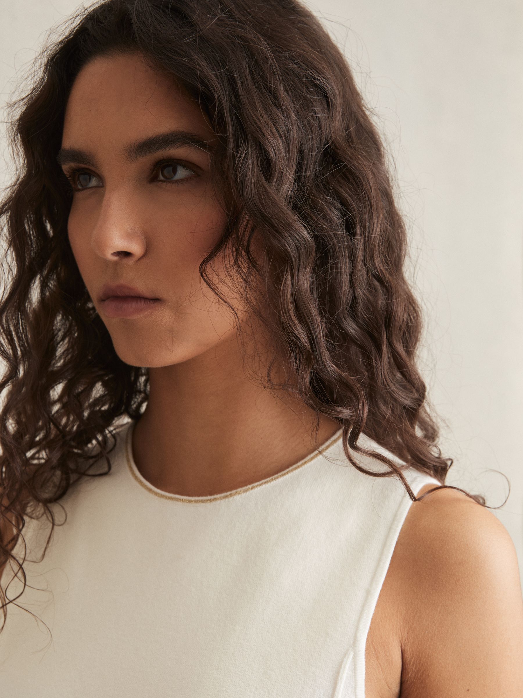 Seam Detail Knitted Midi Dress in Ivory