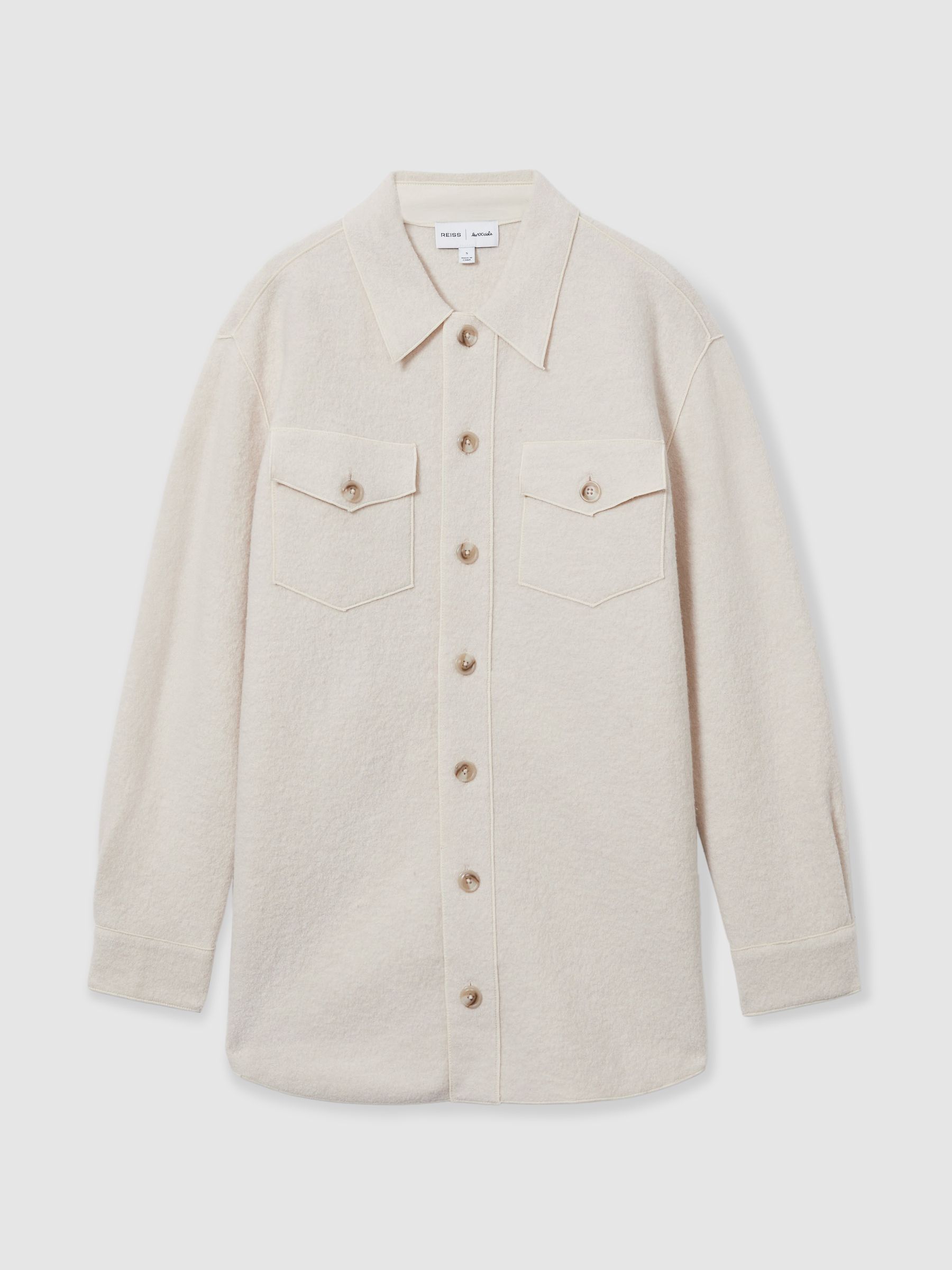 Reiss | Les 100 Ciels Boiled-Wool Bouclé Overshirt in Cream
