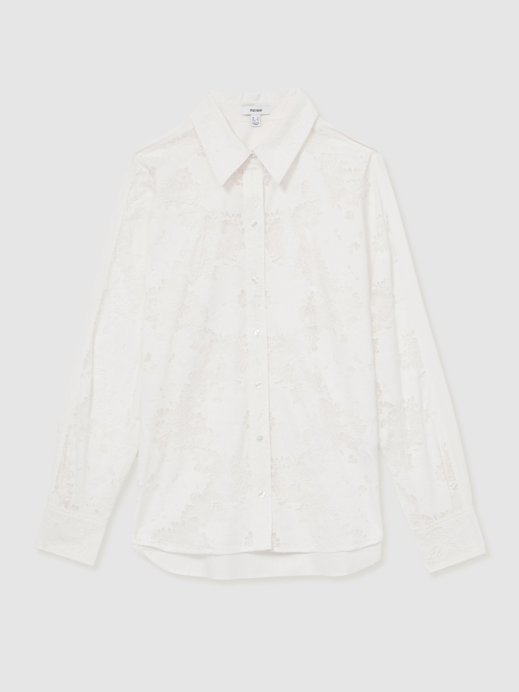 Lace-Front Shirt With Cotton in Ivory