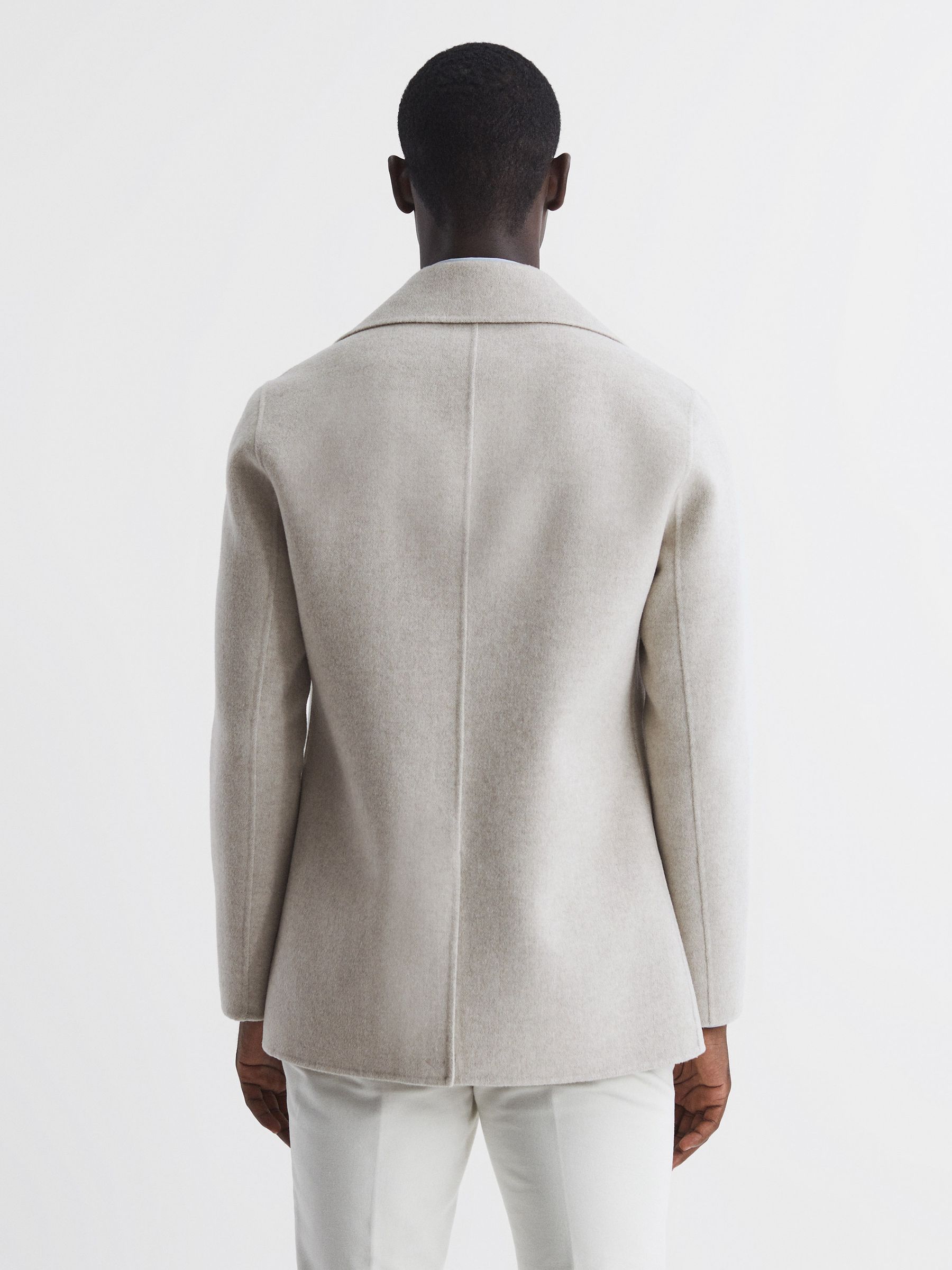 Wool Blend Double Breasted Coat in Oatmeal