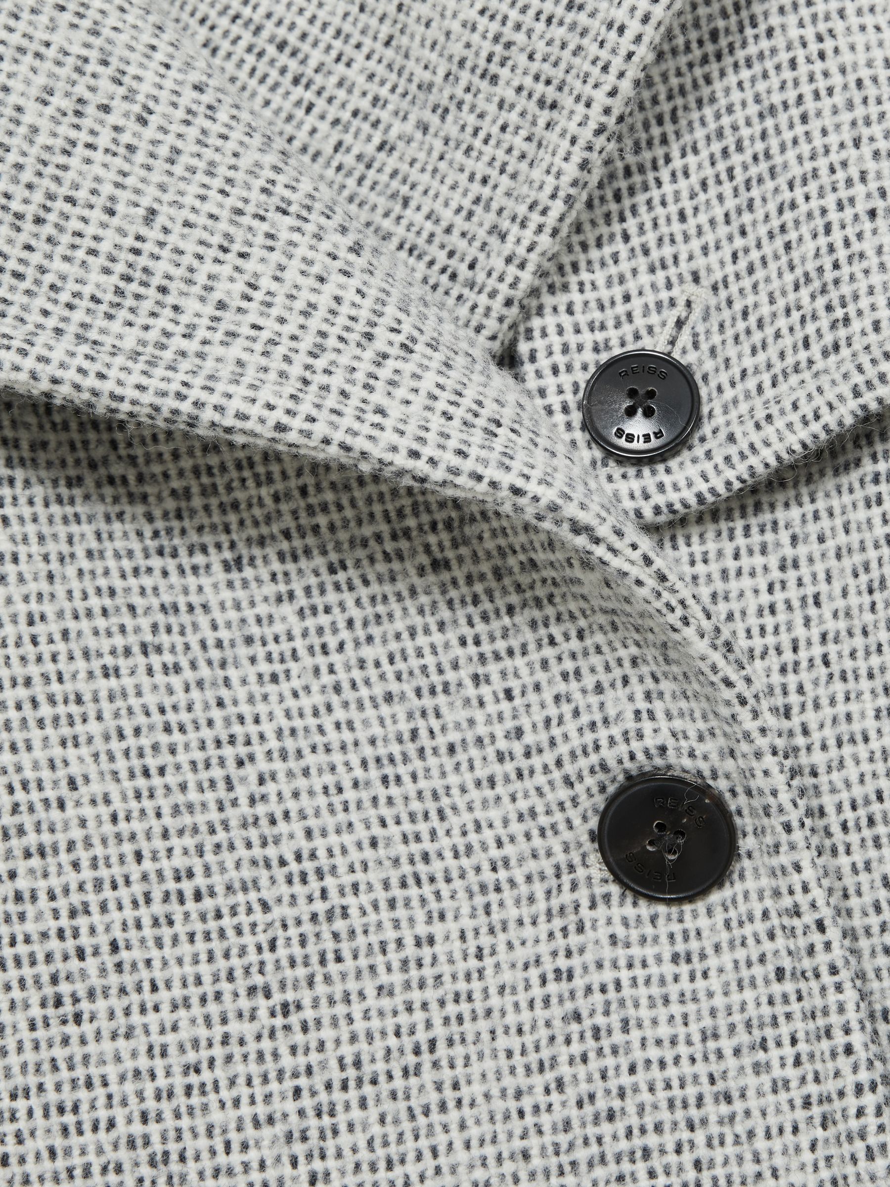 Wool-Blend Double-Breasted Check Trench Coat in Black/White