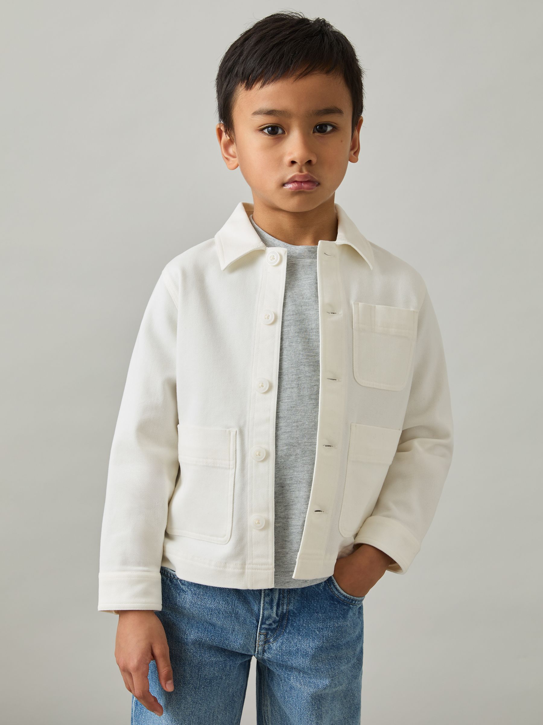 9-13 yrs Cotton-Blend Work Jacket in Off White