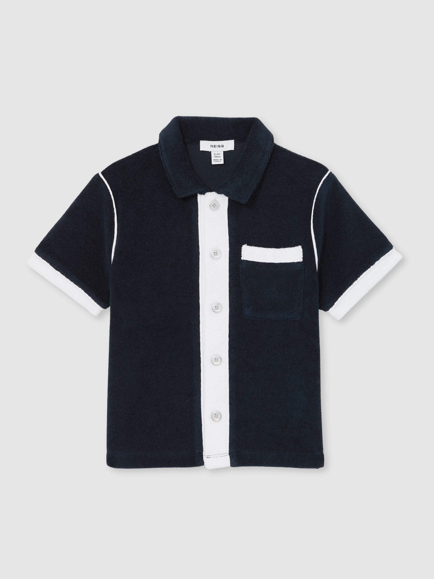 3-9 yrs Velour Colour-Block Shirt in Blue Multi