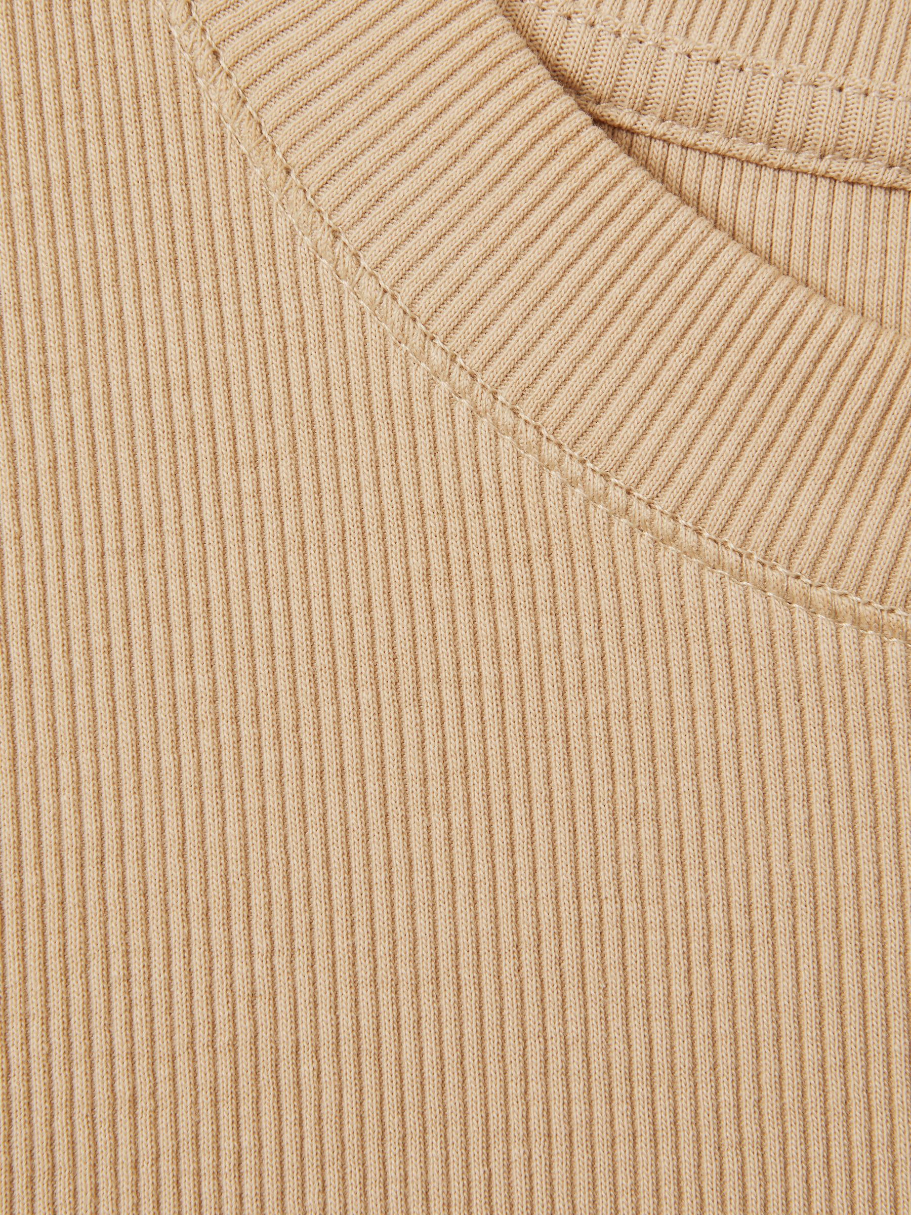 Ribbed Ruched Waist Vest in Camel