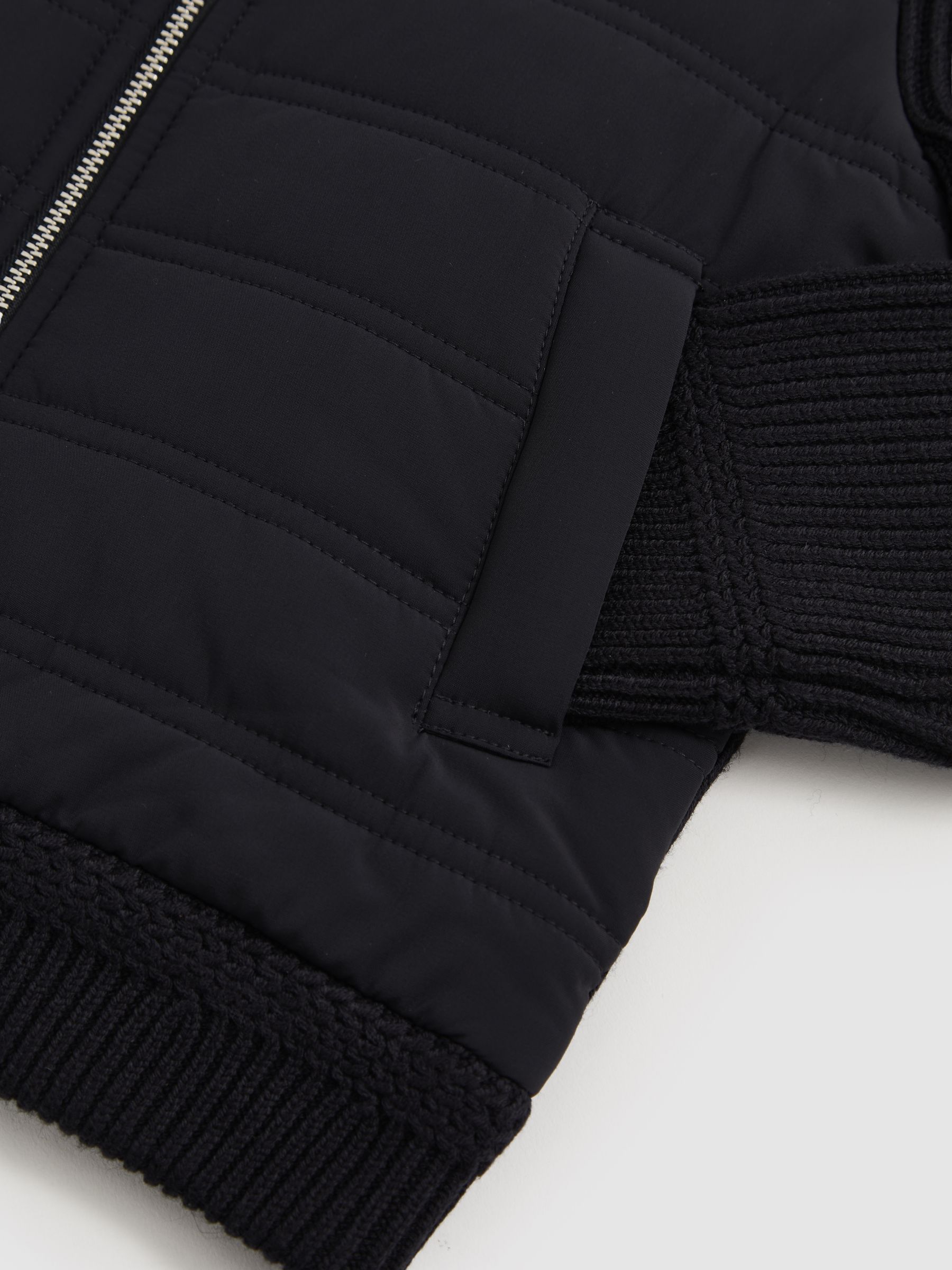 13-14 yrs Hybrid Quilt and Knit Zip Through Jacket in Navy