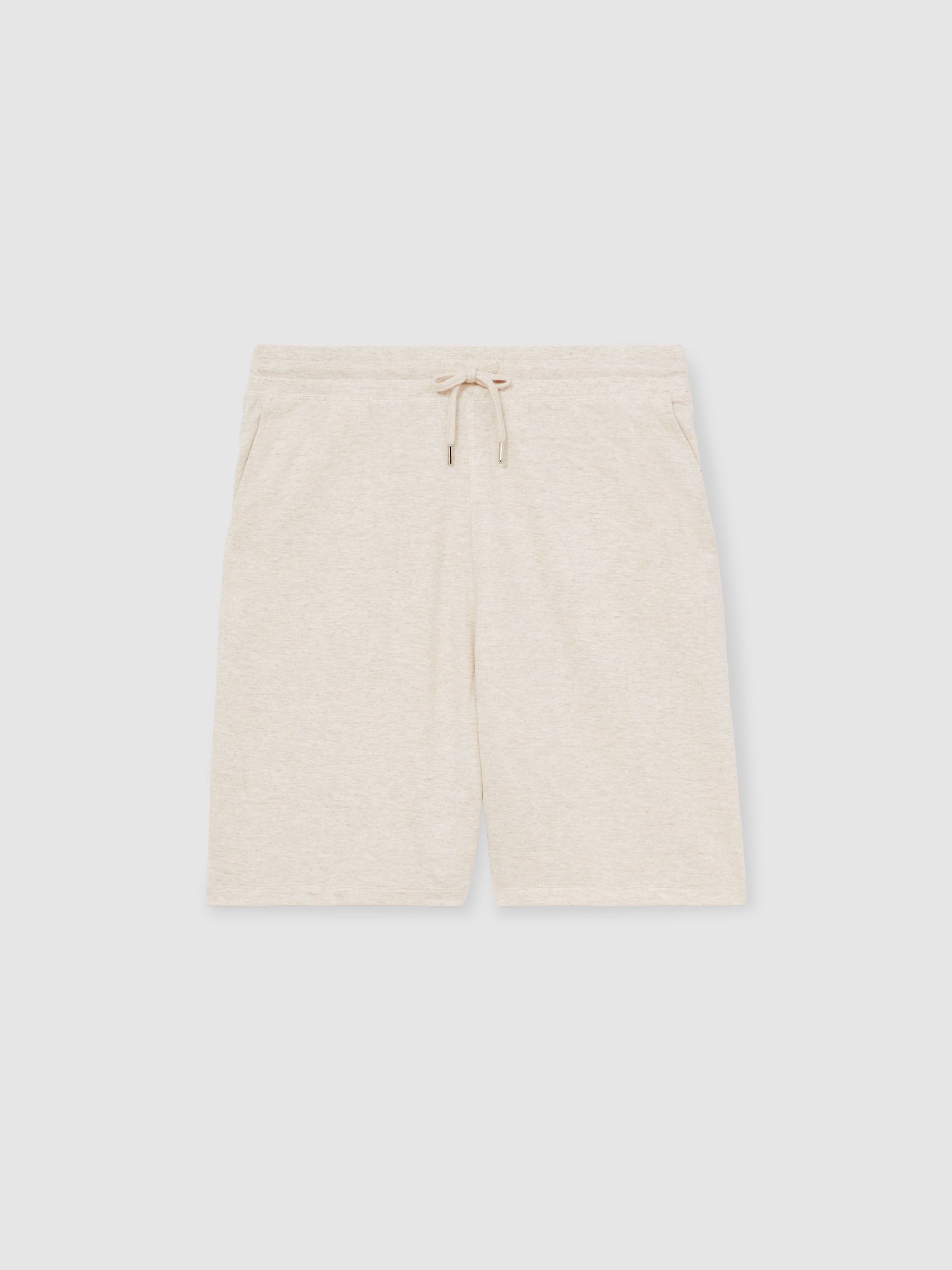 Drawstring Fleece Lined Shorts in Oatmeal Melange