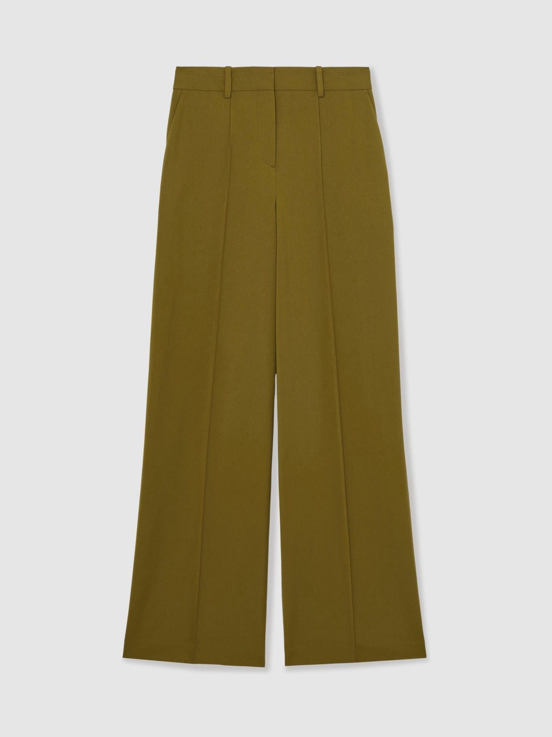 Petite Wide-Leg Pintuck Trousers in Green
