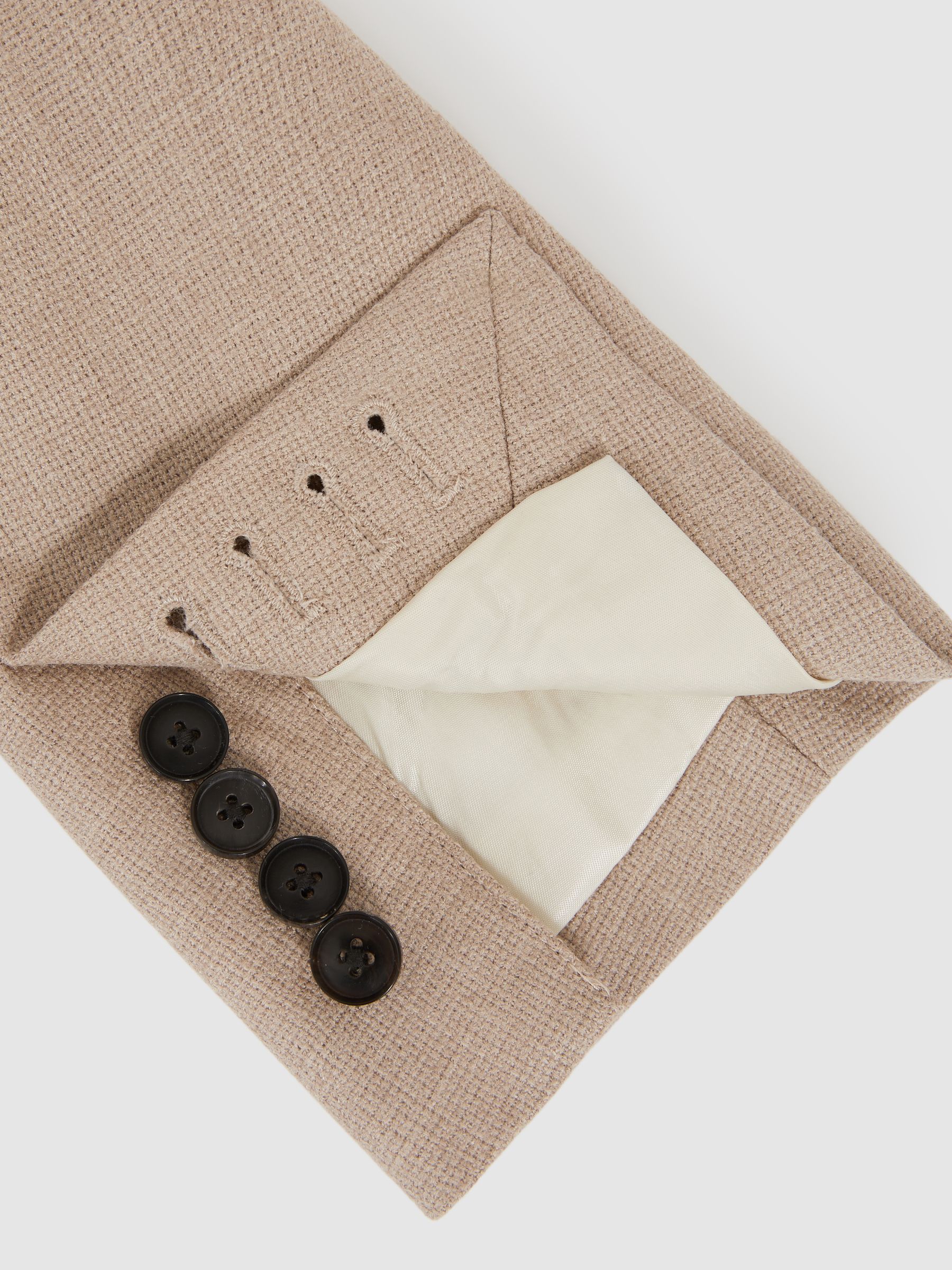 Slim-Fit Wool-Blend Double-Breasted Suit Blazer in Oatmeal Brown