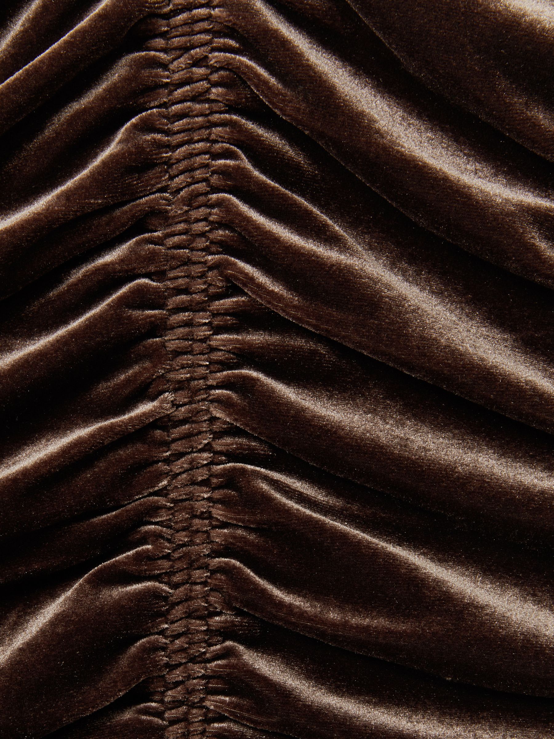 Velvet Ruched Long-Sleeve Top in Chocolate