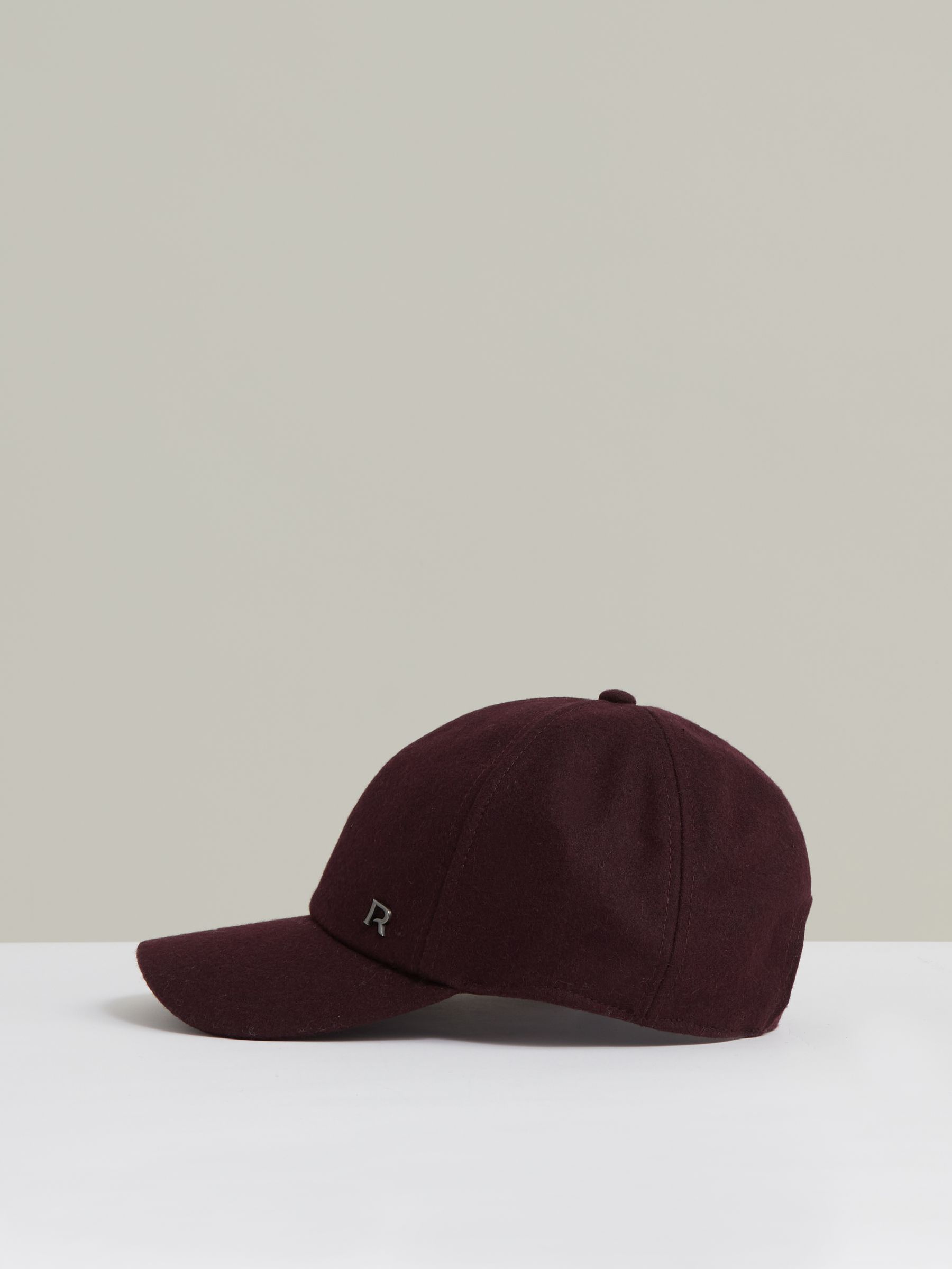 Wool-Blend Flannel Baseball Cap in Burgundy