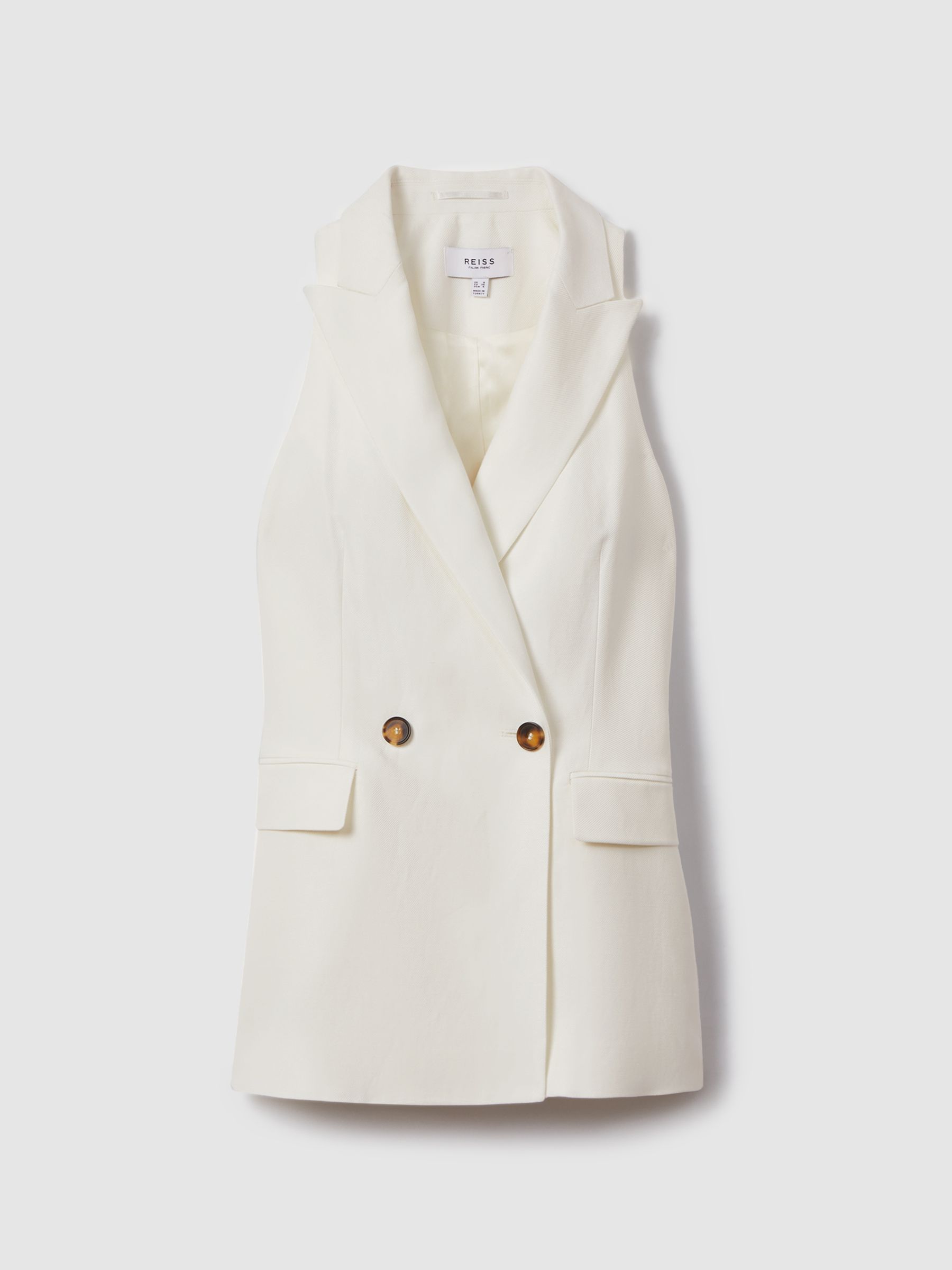 Viscose Linen Double Breasted Suit Waistcoat in White