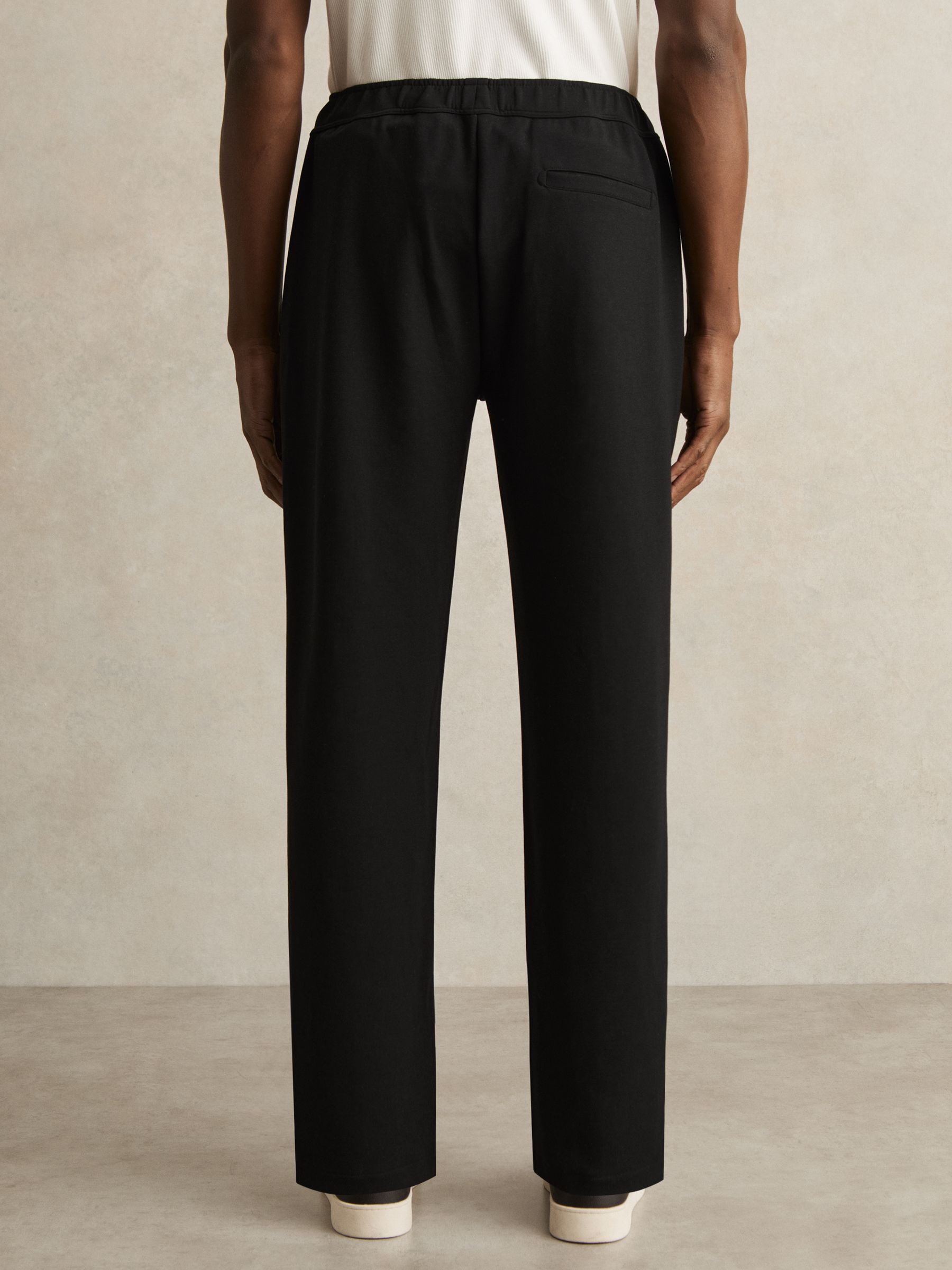 Interlock Straight Leg Drawstring Trousers in Black
