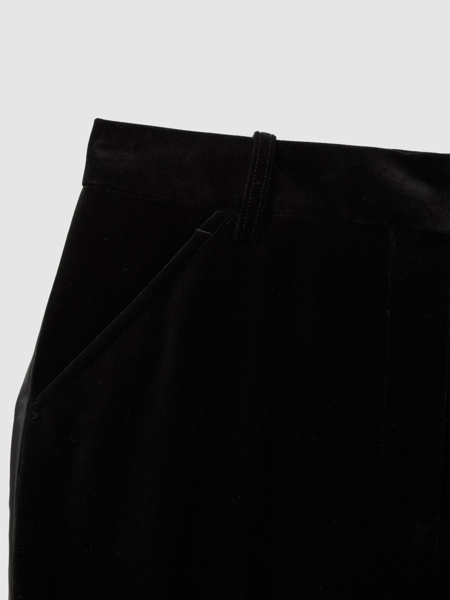 Velvet Flared Suit Trousers in Black