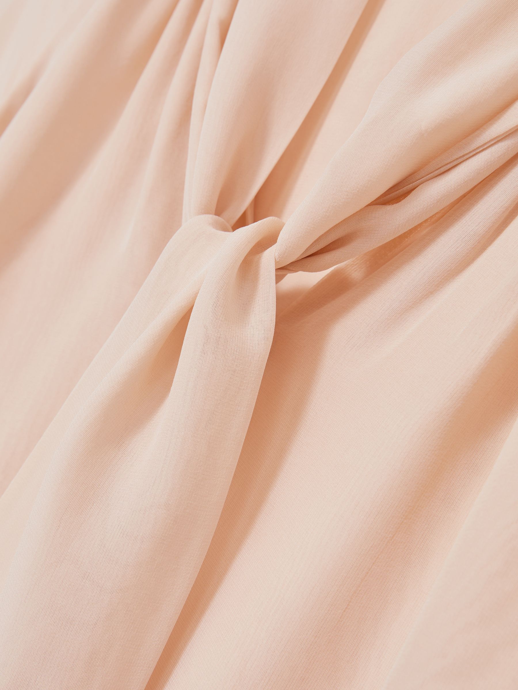 Silk-Blend Chiffon Tie-Neck Blouse in Pale Pink