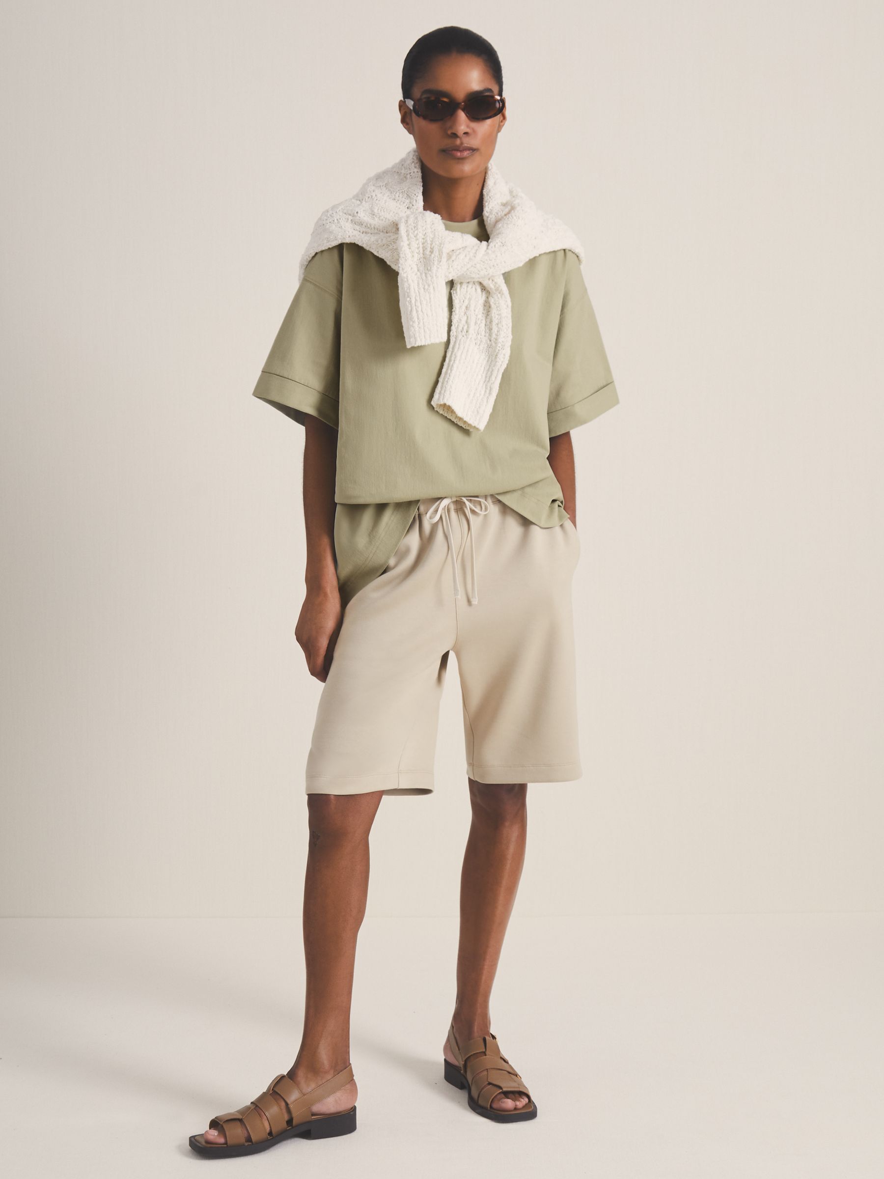 Reiss | Les 100 Ciels Oversize T-Shirt in Sage Green