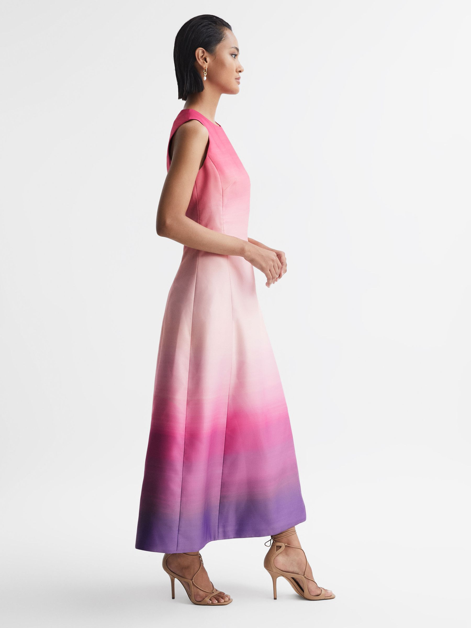 Leo Lin Ombre Sleeveless Midi Dress in Ombre Coral
