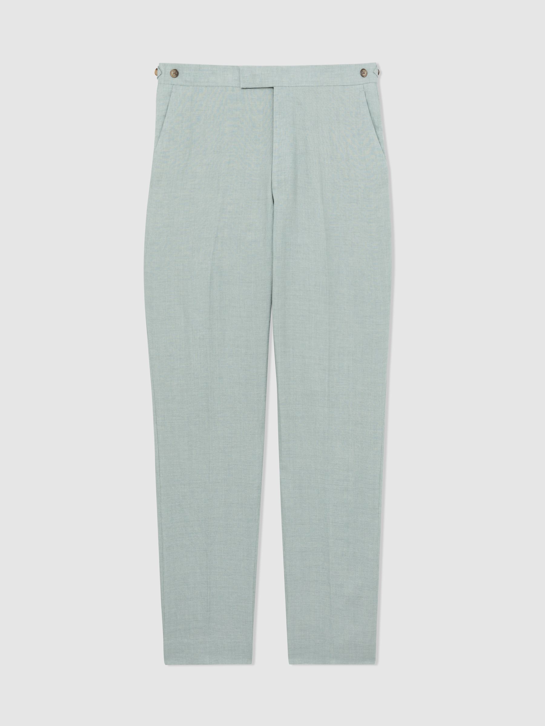 Linen Slim-Fit Suit Trousers in Ocean Green