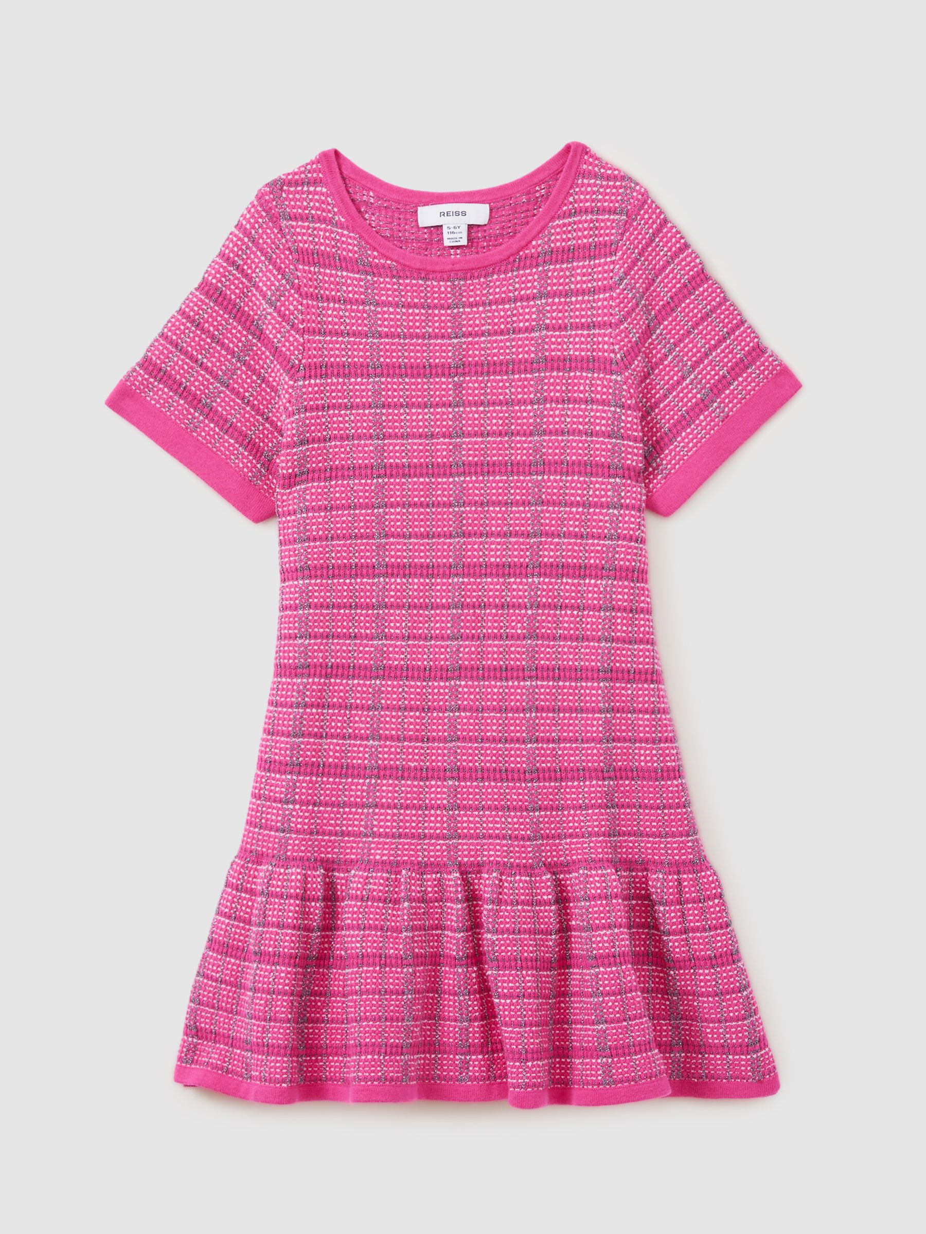9-13 yrs Cotton Blend Checked Smocked Dress in Pink