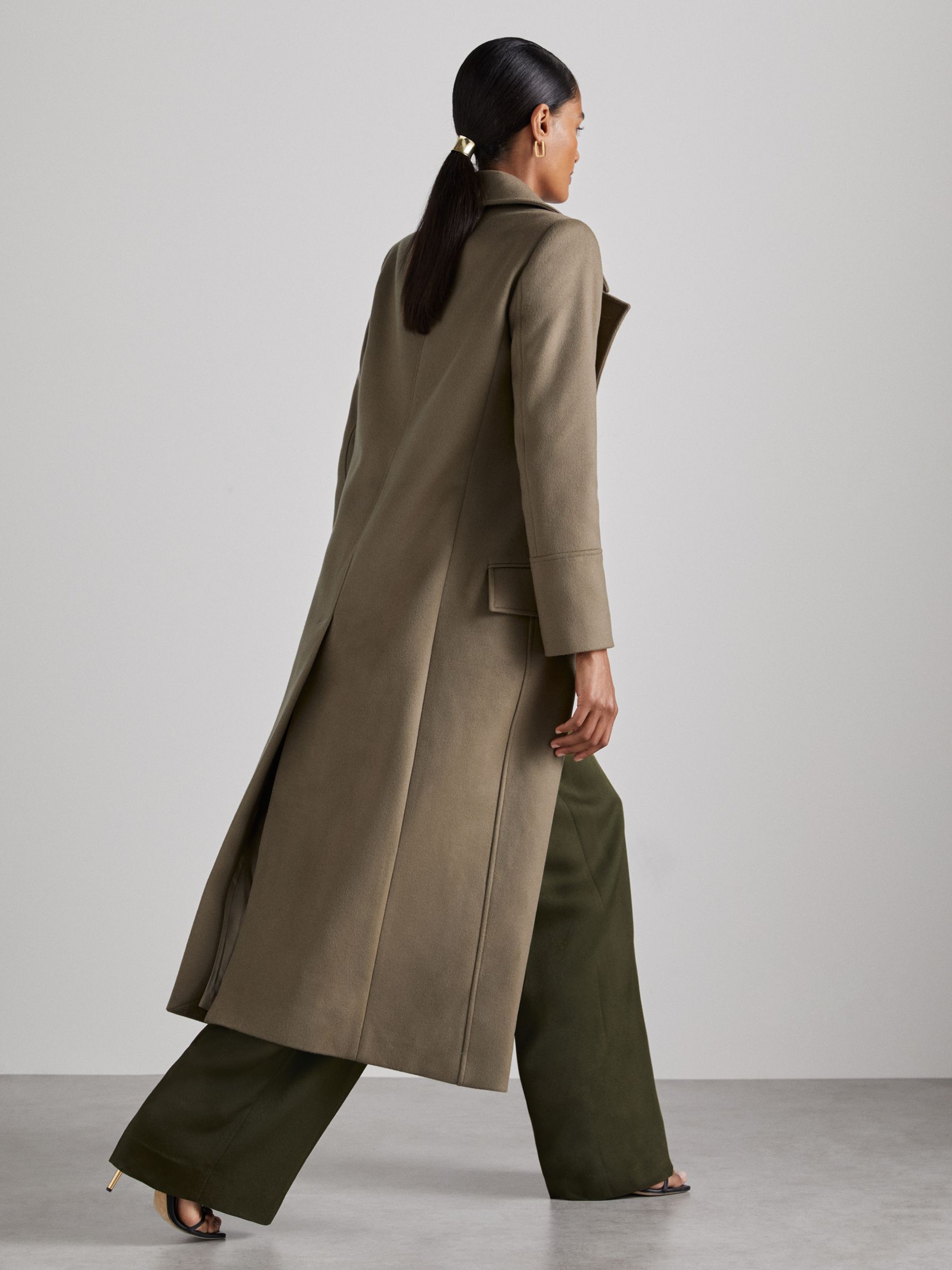 Atelier Wool-Blend Longline Coat in Khaki