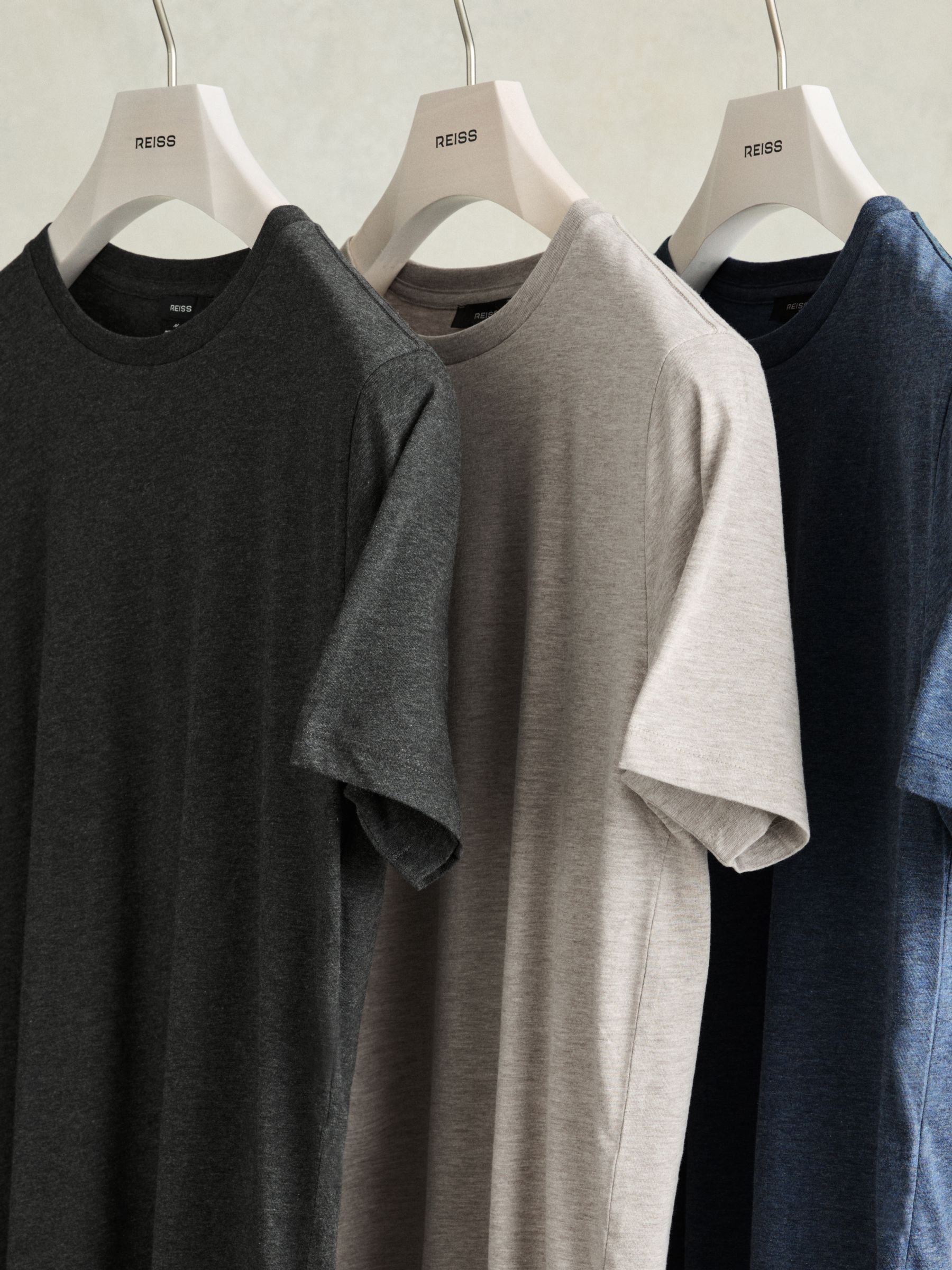 Cotton-Jersey Crew-Neck T-shirts 3 Pack in Multi Melange