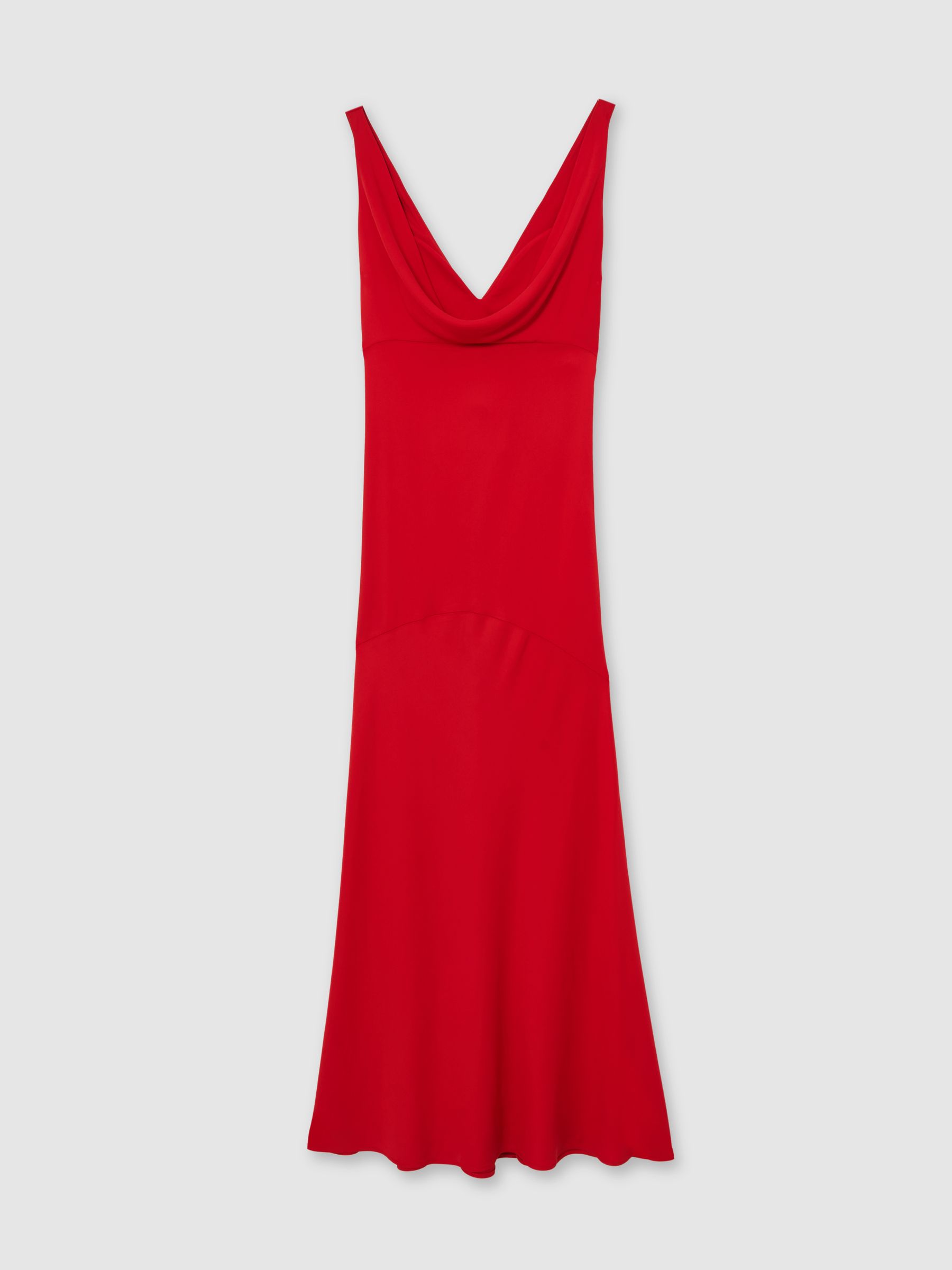 Cowl-Neck Sleeveless Maxi Dress in Red